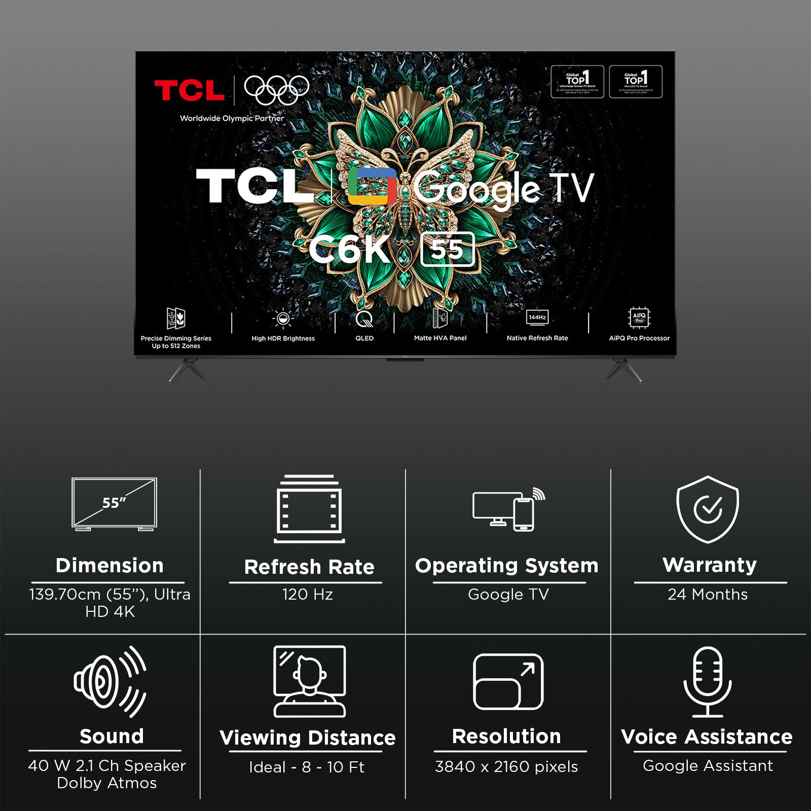 TCL C6K 140 cm (55 inch) QD-Mini LED 4K Ultra HD Smart Google TV with Google Voice Assistant (2025 model)_3