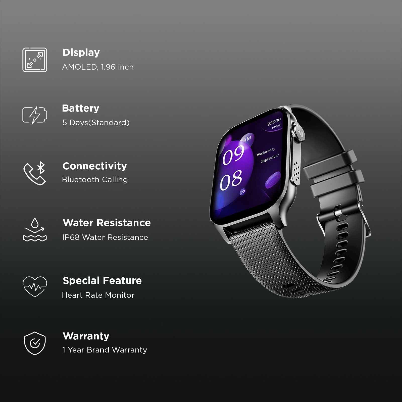 boAt Ultima Ember Smartwatch with Bluetooth Calling (49.7mm AMOLED Display, IP68 Water Resistant, Bold Black Strap) boAt Ultima Ember Smartwatch with Bluetooth Calling (49.7mm AMOLED Display, IP68 Water Resistant, Bold Black Strap)_3