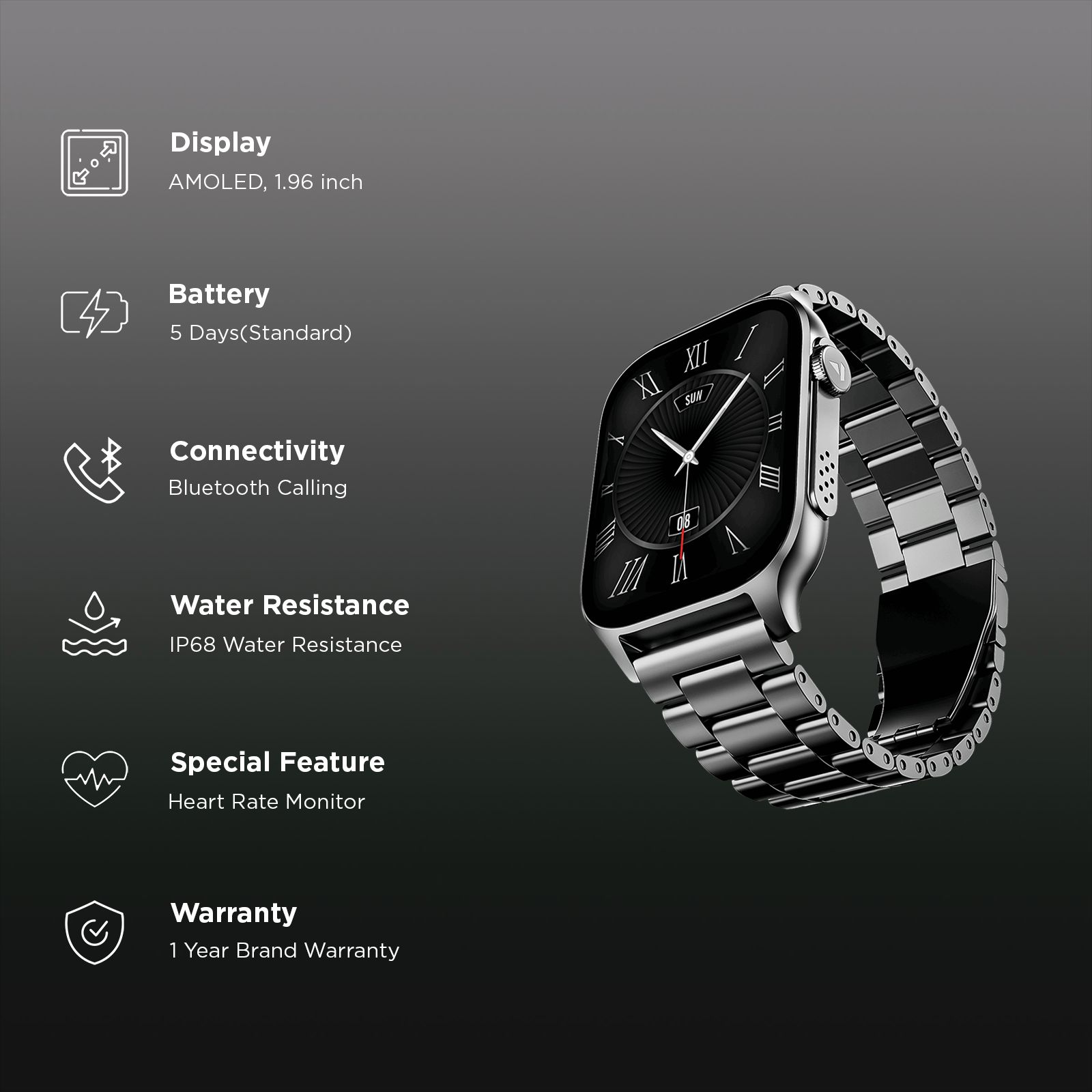 boAt Ultima Ember Smartwatch with Bluetooth Calling (49.7mm AMOLED Display, IP68 Water Resistant, Steel Black Strap) boAt Ultima Ember Smartwatch with Bluetooth Calling (49.7mm AMOLED Display, IP68 Water Resistant, Steel Black Strap)_3