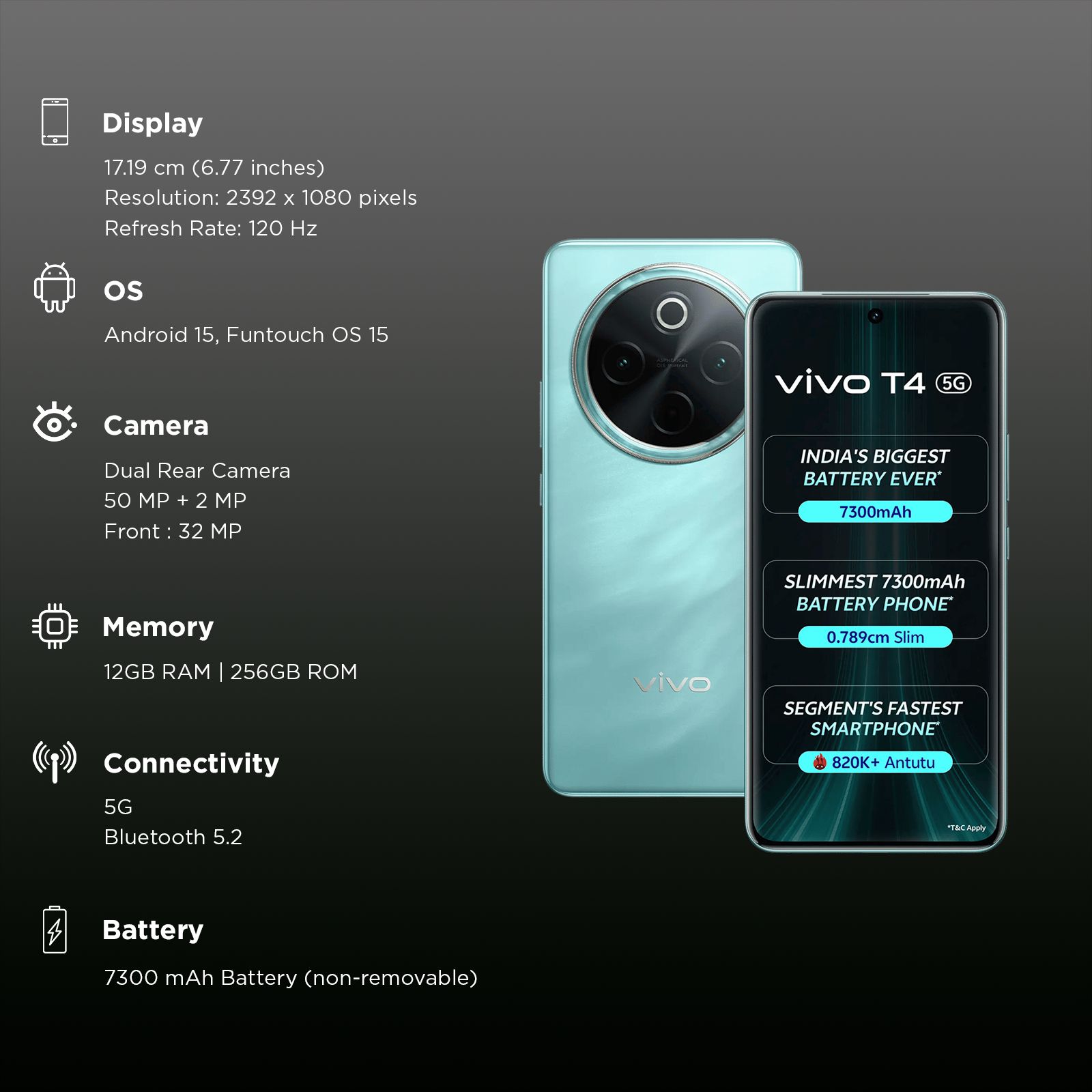 vivo T4 5G (12GB RAM, 256GB, Emerald Blaze) vivo T4 5G (12GB RAM, 256GB, Emerald Blaze)_3