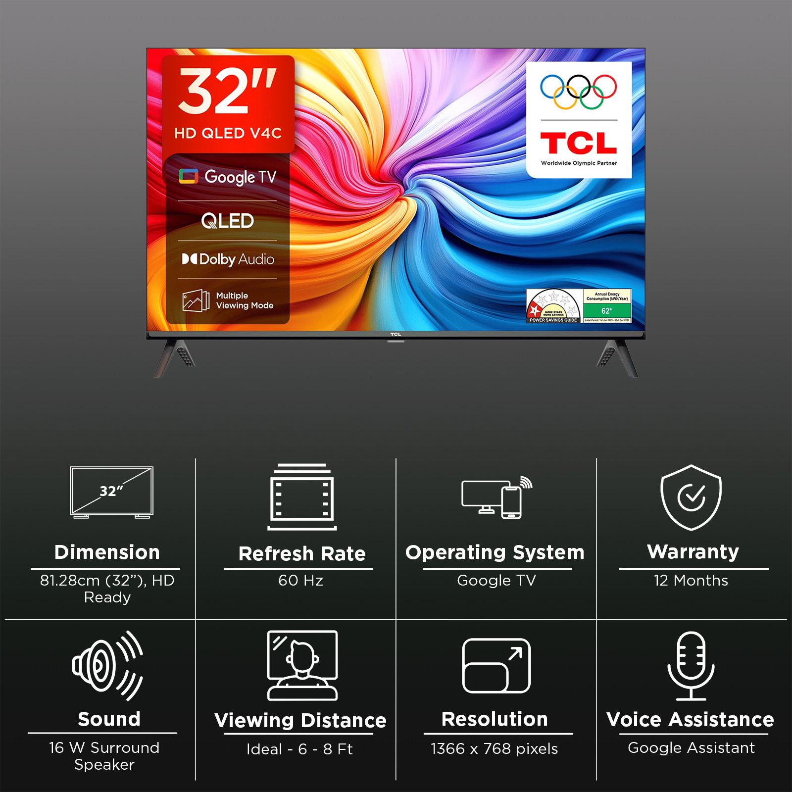 TCL V4C 80 cm (32 inch) QLED HD Ready Smart Google TV with Google Voice Assistant (2025 model)_3