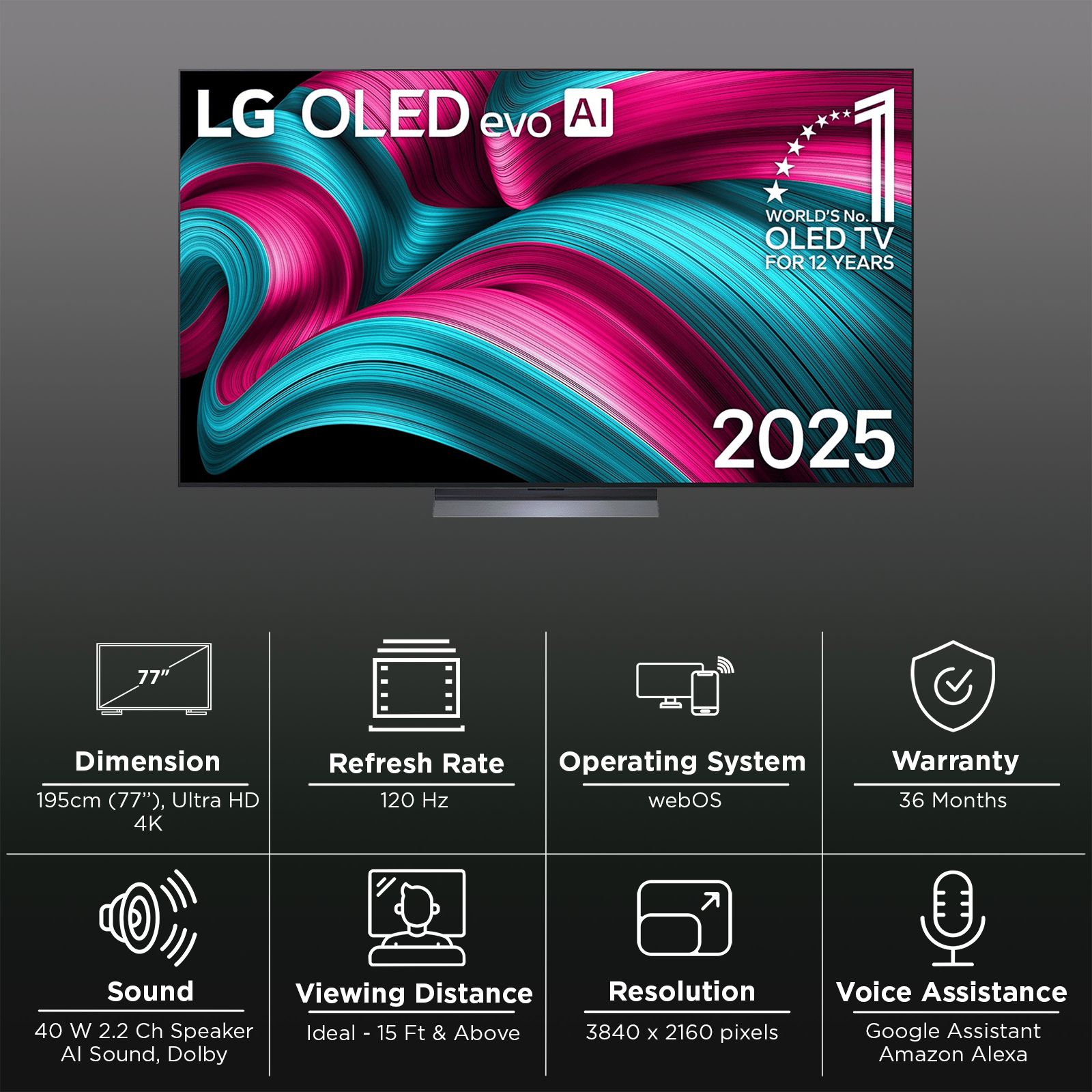 LG evo AI C5 195 cm (77 inch) OLED 4K Ultra HD Smart WebOS 25 TV with Dolby Atmos (2025 model) LG evo AI C5 195 cm (77 inch) OLED 4K Ultra HD Smart WebOS 25 TV with Dolby Atmos (2025 model)_3