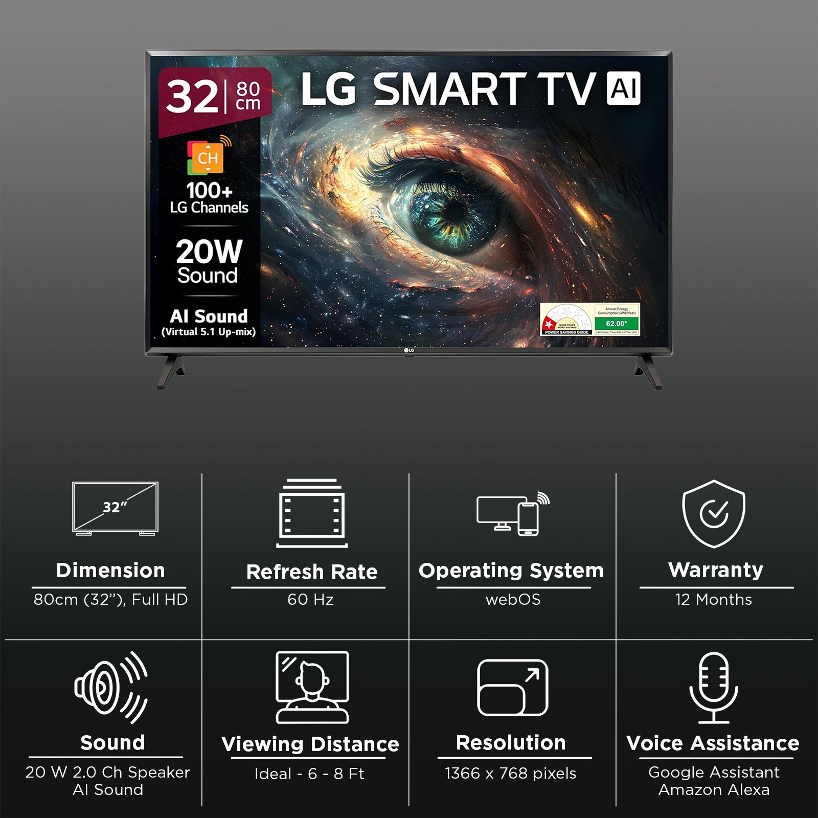 LG 80cm (32 inch) HD LED Smart webOS TV with AI Sound (2025 Model)_3