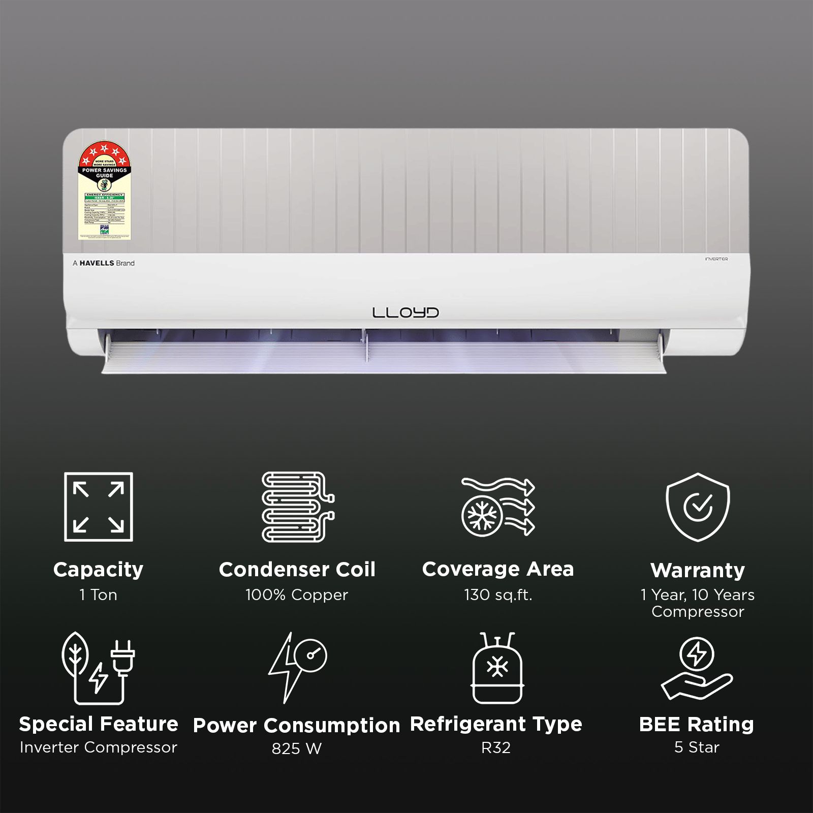 LLOYD Stylus 6 in 1 Convertible 1 Ton 5 Star Inverter Split Smart AC with Wi-Fi Supported (2025 Model, Copper Condenser, GLS12V5FONMY) LLOYD Stylus 6 in 1 Convertible 1 Ton 5 Star Inverter Split Smart AC with Wi-Fi Supported (2025 Model, Copper Condenser, GLS12V5FONMY)_2