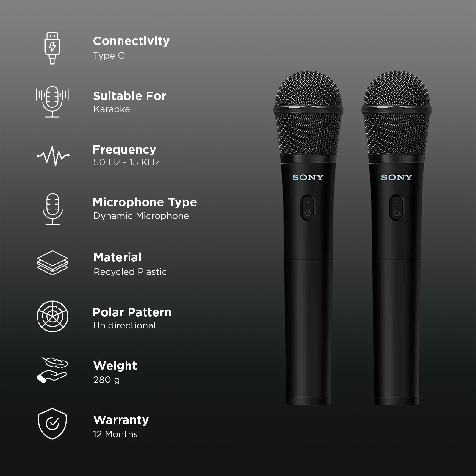 Sony ULTMIC1 Dual Mic Type C Wireless Microphone with Duet Assist (Black) Sony ULTMIC1 Dual Mic Type C Wireless Microphone with Duet Assist (Black)_2