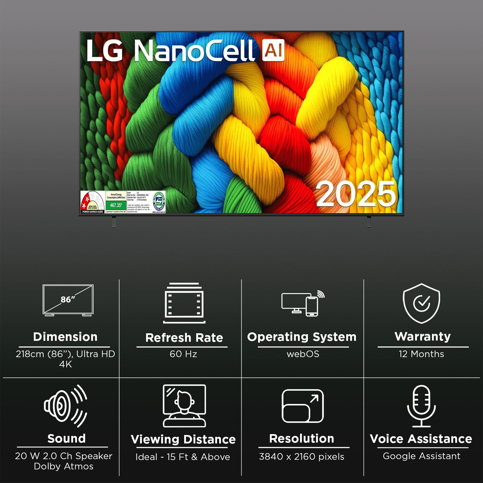 LG NanoCell AI NANO80 218 cm (86 inch) 4K Ultra HD Smart WebOS TV with AI Magic Remote (2025 model)_3
