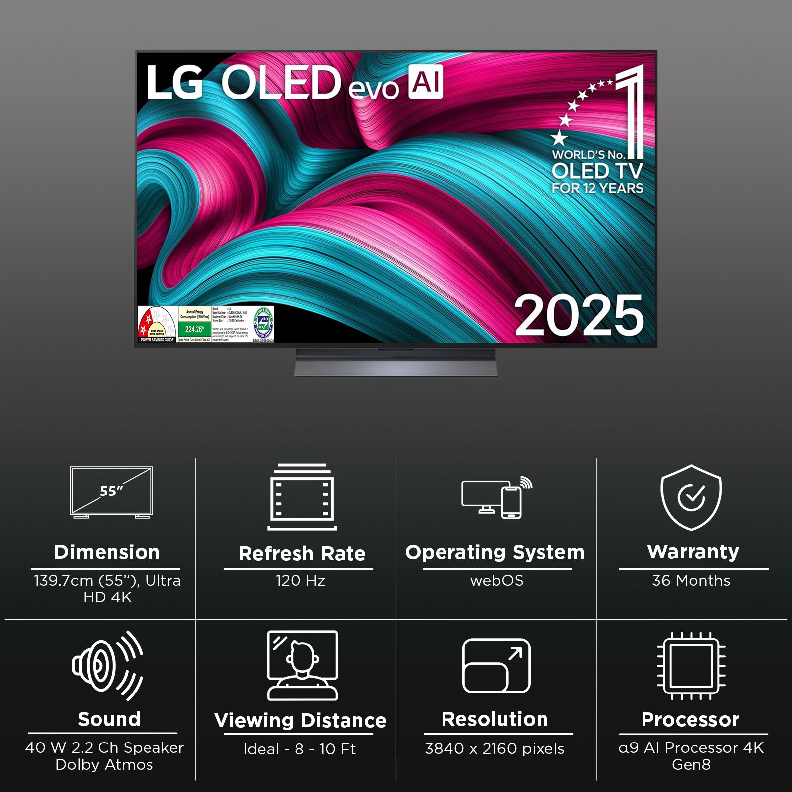 LG evo AI C5 140 cm (55 inch) OLED 4K Ultra HD Smart WebOS TV with Dolby Vision & Dolby Atmos (2025 model)_3
