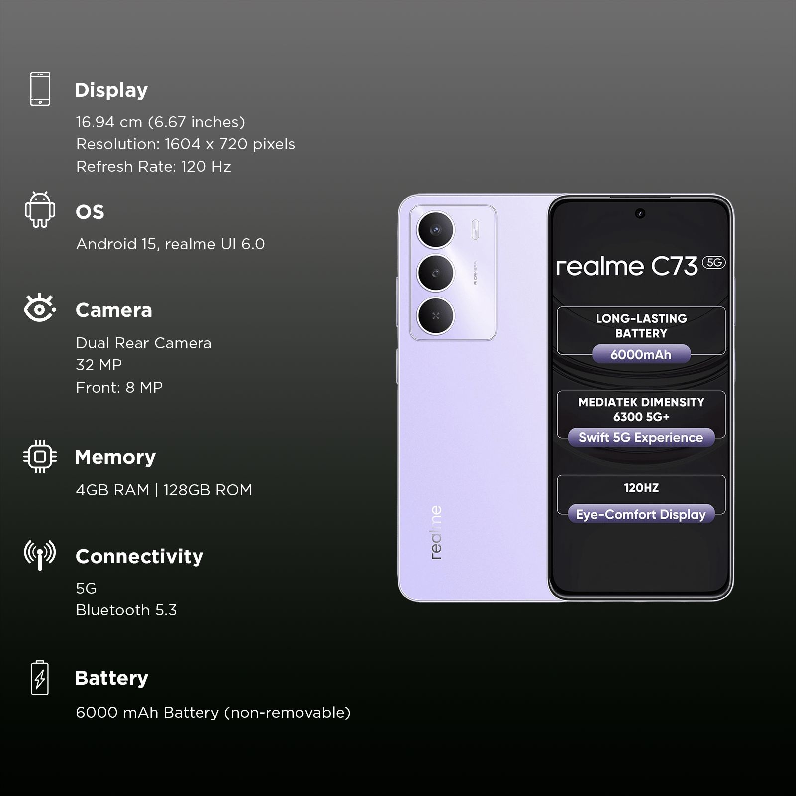 realme C73 5G (4GB RAM, 128GB, Crystal Purple) realme C73 5G (4GB RAM, 128GB, Crystal Purple)_2