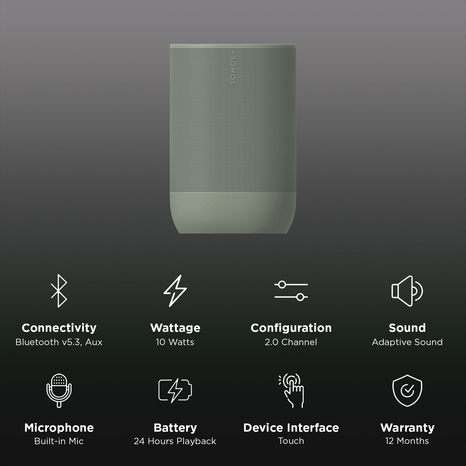 SONOS Move 2 with Built-in Alexa Smart Wi-Fi Speaker (Touch Control, Green) SONOS Move 2 with Built-in Alexa Smart Wi-Fi Speaker (Touch Control, Green)_2