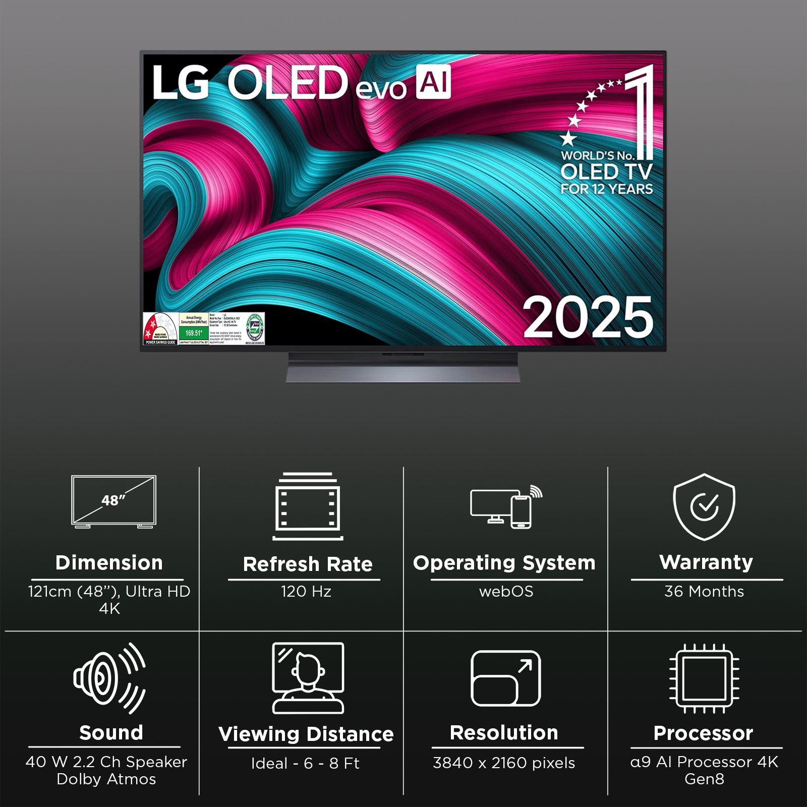 LG evo AI C5 121 cm (48 inch) OLED 4K Ultra HD Smart WebOS TV with Dolby Vision & Dolby Atmos (2025 model) LG evo AI C5 121 cm (48 inch) OLED 4K Ultra HD Smart WebOS TV with Dolby Vision & Dolby Atmos (2025 model)_3