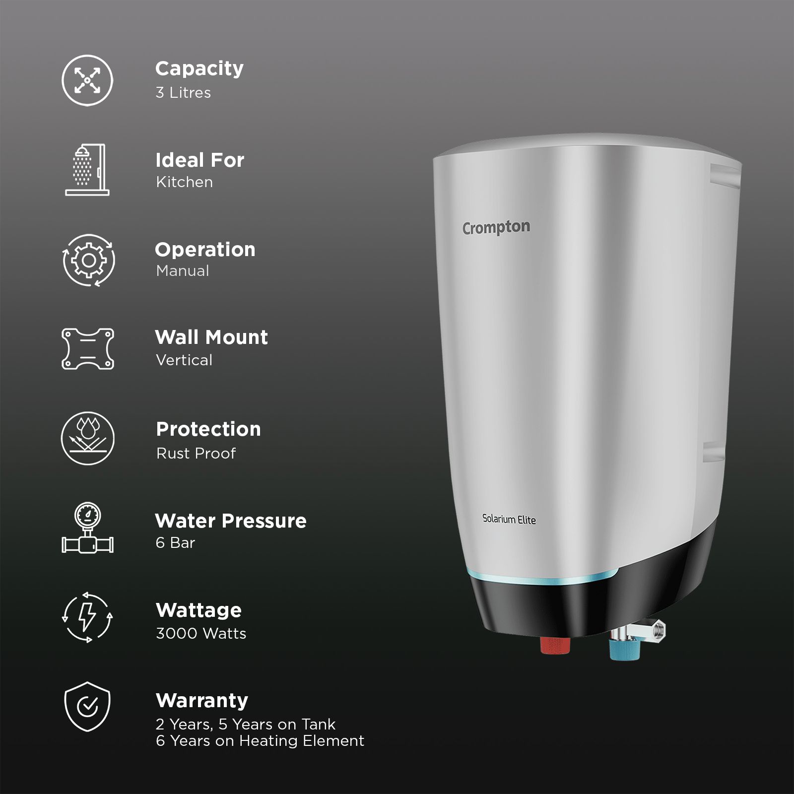 Crompton Solarium Elite 3 Litre Vertical Instant Geyser with Anti Scale Technology (Blue & White) Crompton Solarium Elite 3 Litre Vertical Instant Geyser with Anti Scale Technology (Blue & White)_3