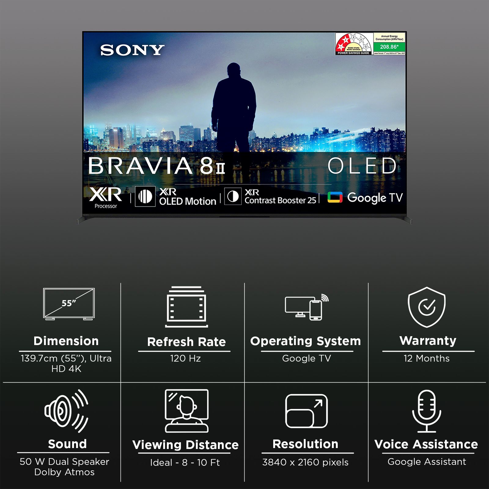 SONY BRAVIA 8 II 140 cm (55 inch) OLED 4K Ultra HD Smart Google TV with Dolby Vision & Dolby Atmos (2025 model) SONY BRAVIA 8 II 140 cm (55 inch) OLED 4K Ultra HD Smart Google TV with Dolby Vision & Dolby Atmos (2025 model)_3