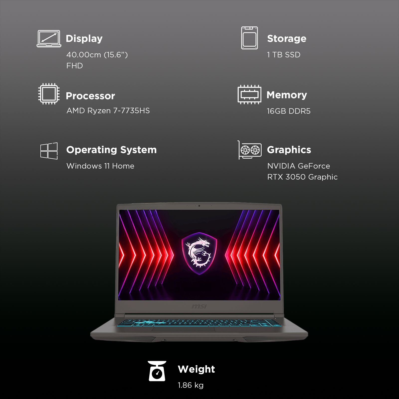 MSI Thin A15 B7UC-610IN AMD Ryzen 7 Gaming Laptop (16GB, 1TB SSD, Windows 11 Home, 4GB Graphics, 15.6 inch 144 Hz Full HD Display, NVIDIA GeForce RTX 3050, MS Office Home 2021, Cosmos Gray, 1.86 KG) MSI Thin A15 B7UC-610IN AMD Ryzen 7 Gaming Laptop (16GB, 1TB SSD, Windows 11 Home, 4GB Graphics, 15.6 inch 144 Hz Full HD Display, NVIDIA GeForce RTX 3050, MS Office Home 2021, Cosmos Gray, 1.86 KG)_3