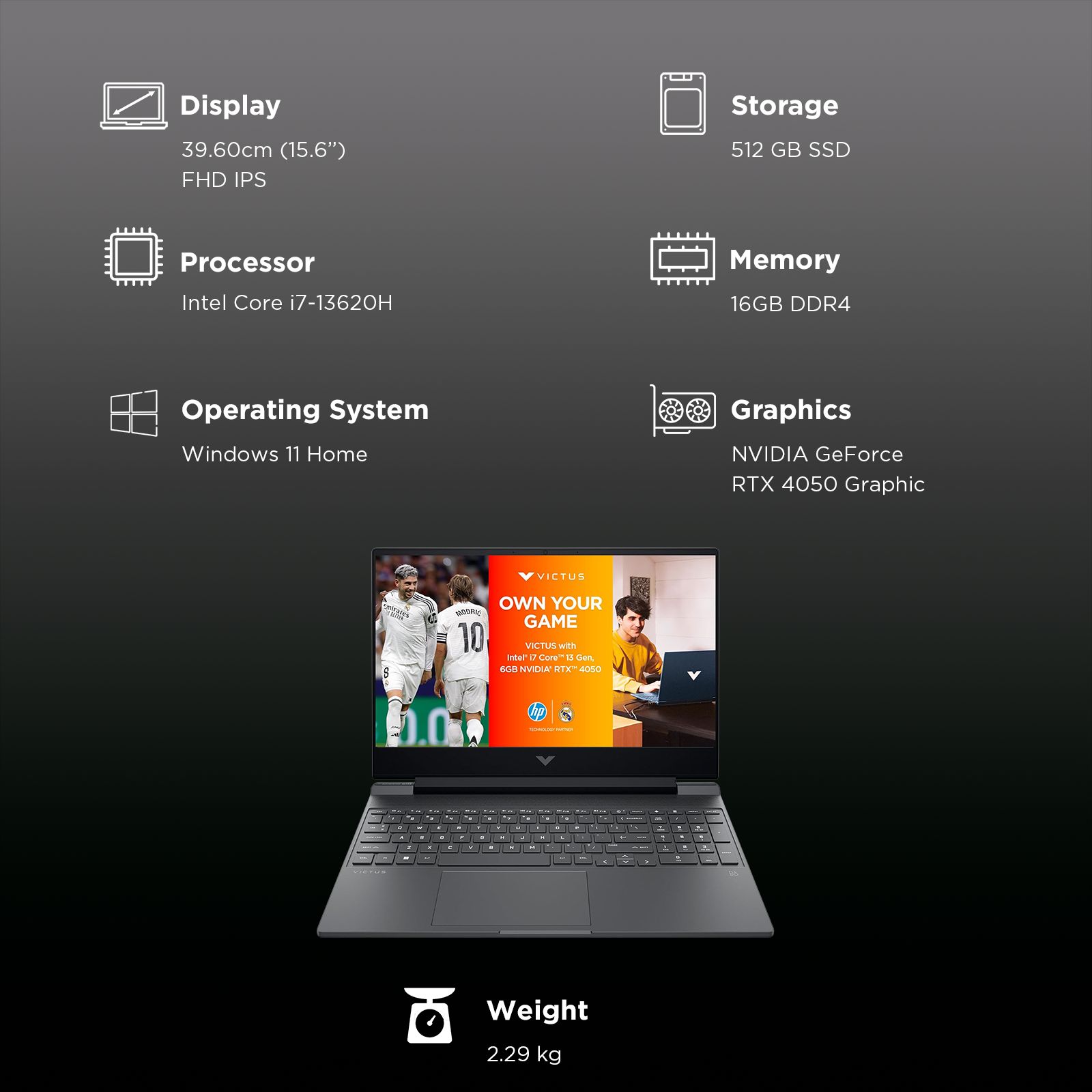 HP Victus 15-fa2104TX Intel Core i7 13th Gen Gaming Laptop (16GB, 512GB SSD, Windows 11 Home, 6GB Graphics, 15.6 inch 144 Hz IPS Full HD Display, NVIDIA GeForce RTX 4050, Mica Silver, 2.29 KG)_3