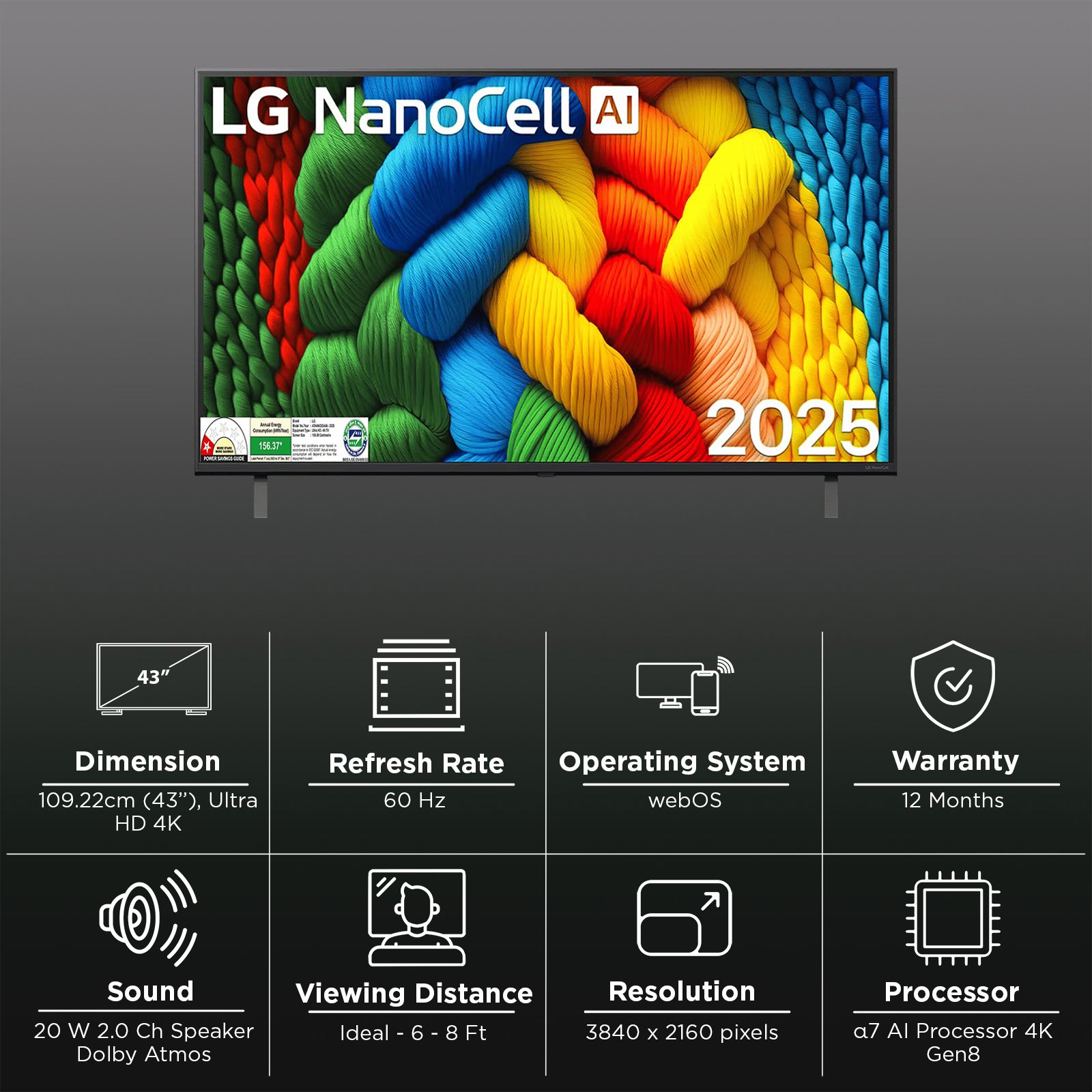 LG NanoCell AI NANO83 109 cm (43 inch) 4K Ultra HD Smart WebOS TV with Dolby Atmos (2025 Model)_3