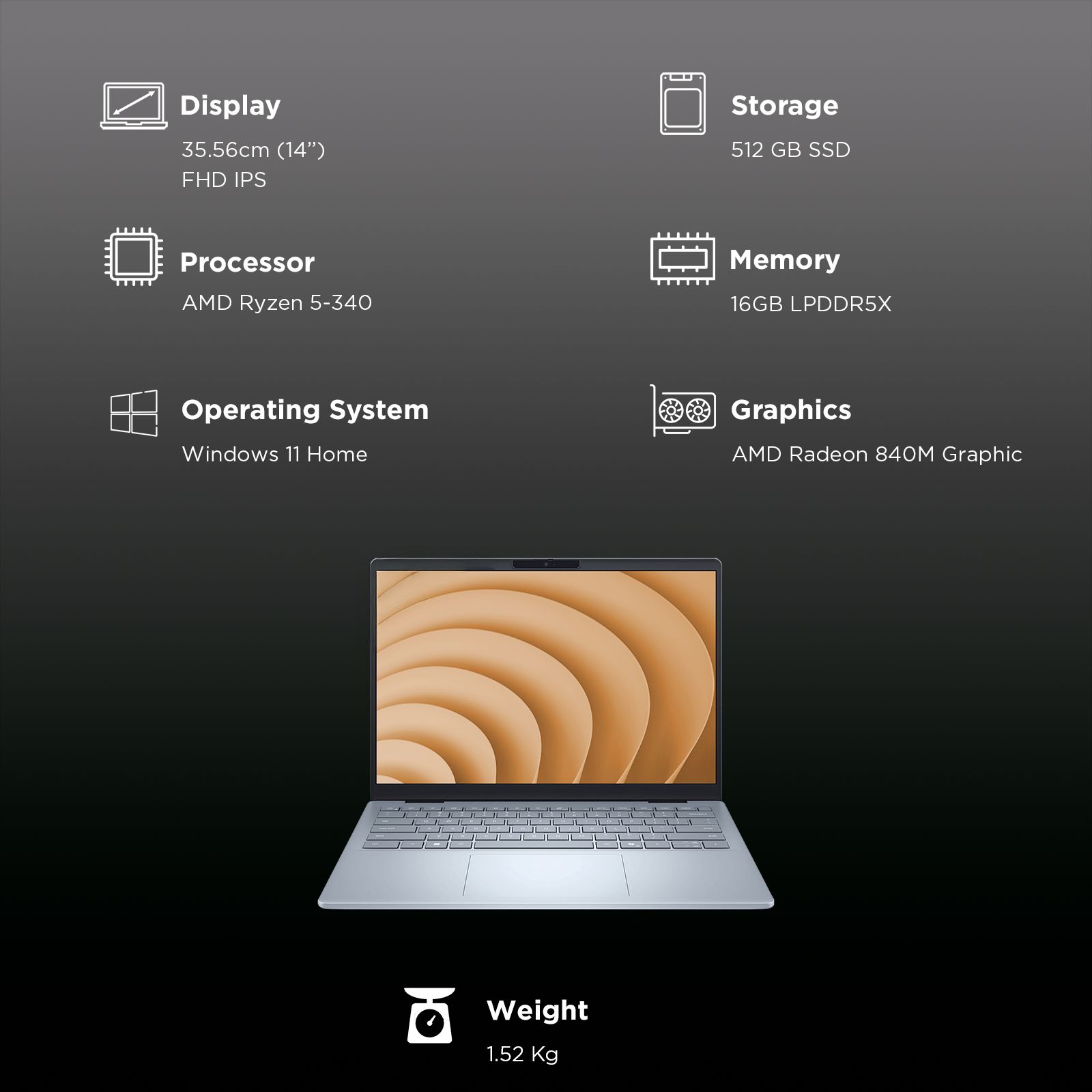 Dell 14 Plus AMD Ryzen AI 5 340 Laptop (16GB, 512GB SSD, Windows 11 Home, 14 inch Full HD Plus IPS Display, MS Office Home 2024, Ice Blue, 1.52 KG) Dell 14 Plus AMD Ryzen AI 5 340 Laptop (16GB, 512GB SSD, Windows 11 Home, 14 inch Full HD Plus IPS Display, MS Office Home 2024, Ice Blue, 1.52 KG)_3
