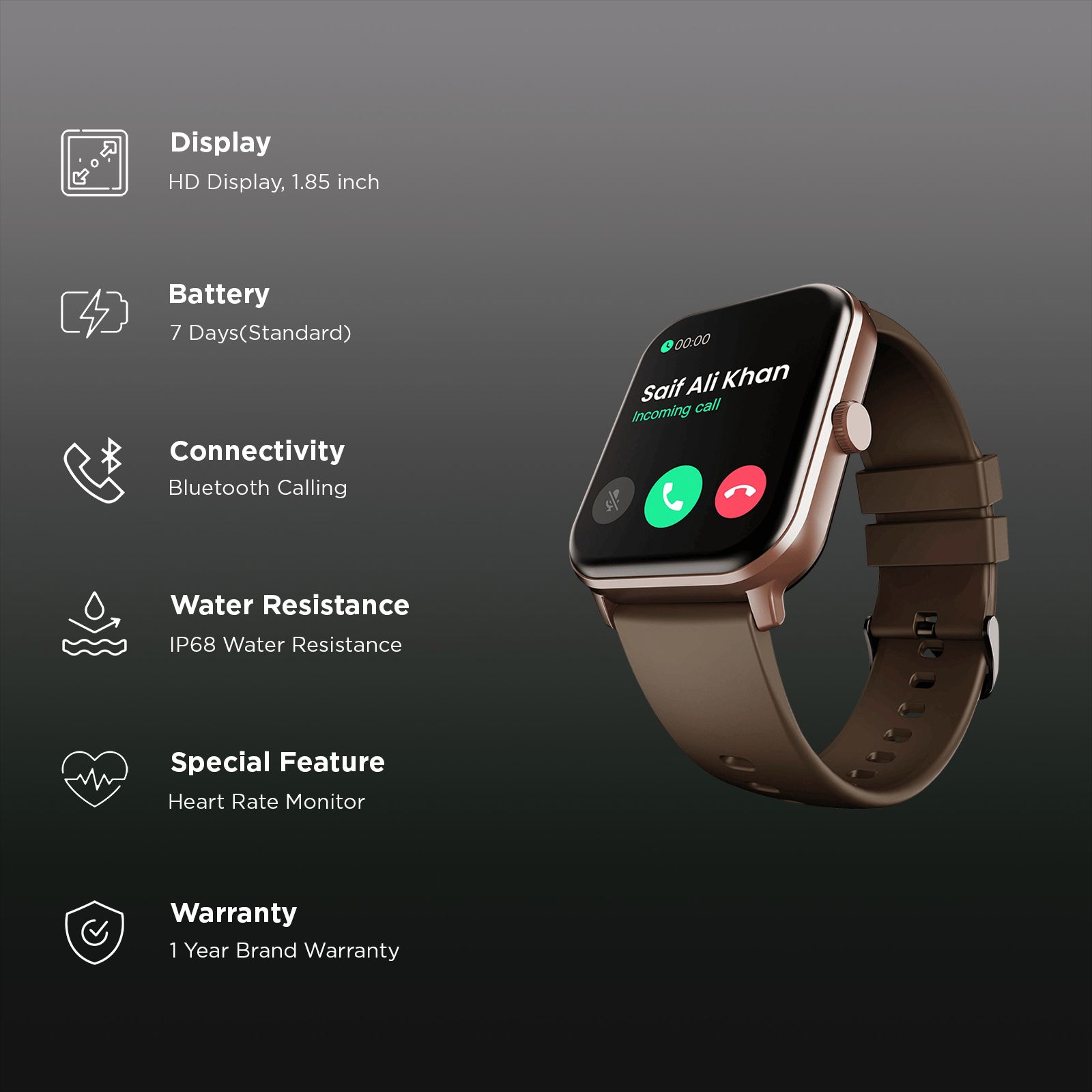 GOBOULT Drift + Bluetooth Calling Android OS Smartwatch (46.99mm HD Display, Heart Rate Sensor, Black Coffee Strap) GOBOULT Drift + Bluetooth Calling Android OS Smartwatch (46.99mm HD Display, Heart Rate Sensor, Black Coffee Strap)_3