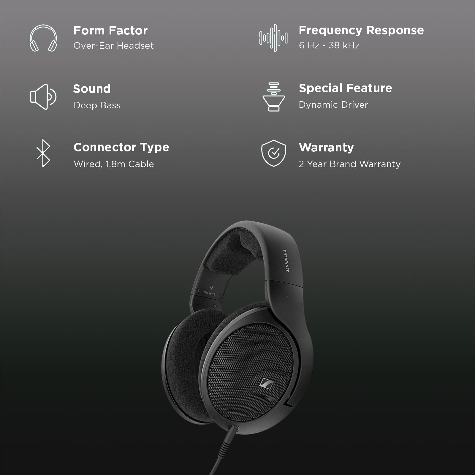 SENNHEISER HD 560S 509144 Wired Headphone without Mic (3.5mm Connector, Over Ear, Black) SENNHEISER HD 560S 509144 Wired Headphone without Mic (3.5mm Connector, Over Ear, Black)_2