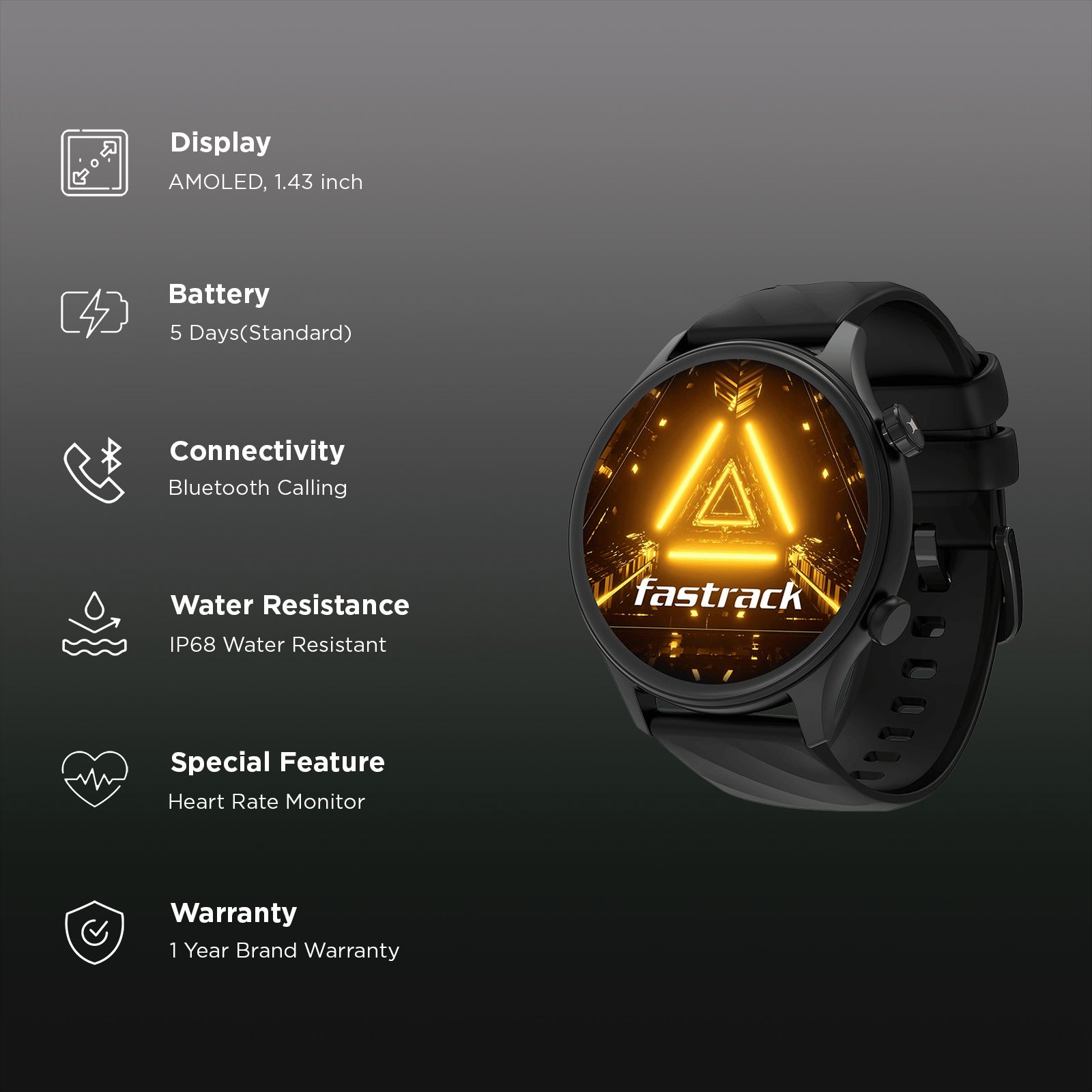 fastrack Optimus 2 Pro Smartwatch with Bluetooth Calling (36.3mm AMOLED Display, IP68 Water Resistant, Black Strap)_3