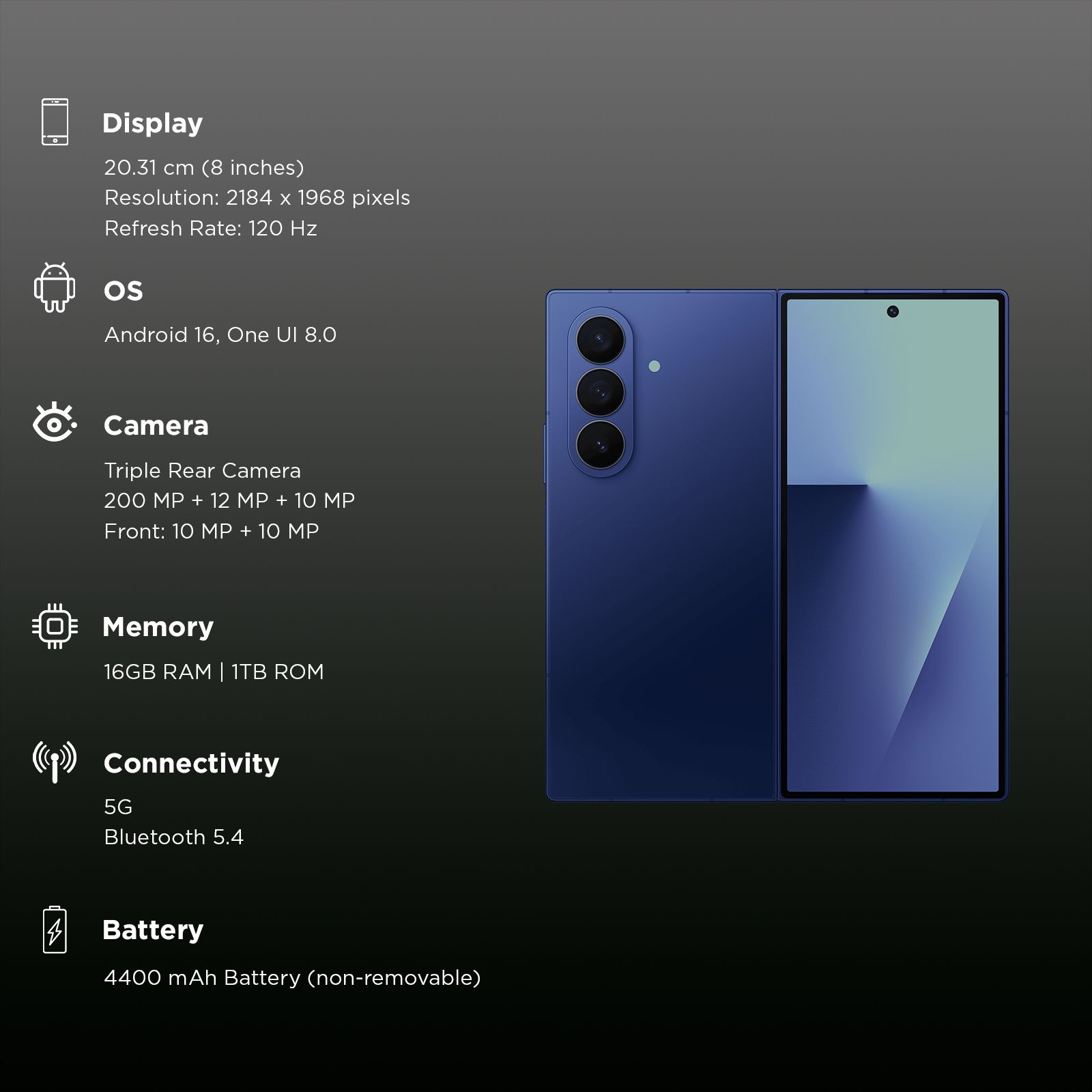 SAMSUNG Galaxy Z Fold7 5G (16GB RAM, 1TB, Blue Shadow) SAMSUNG Galaxy Z Fold7 5G (16GB RAM, 1TB, Blue Shadow)_2