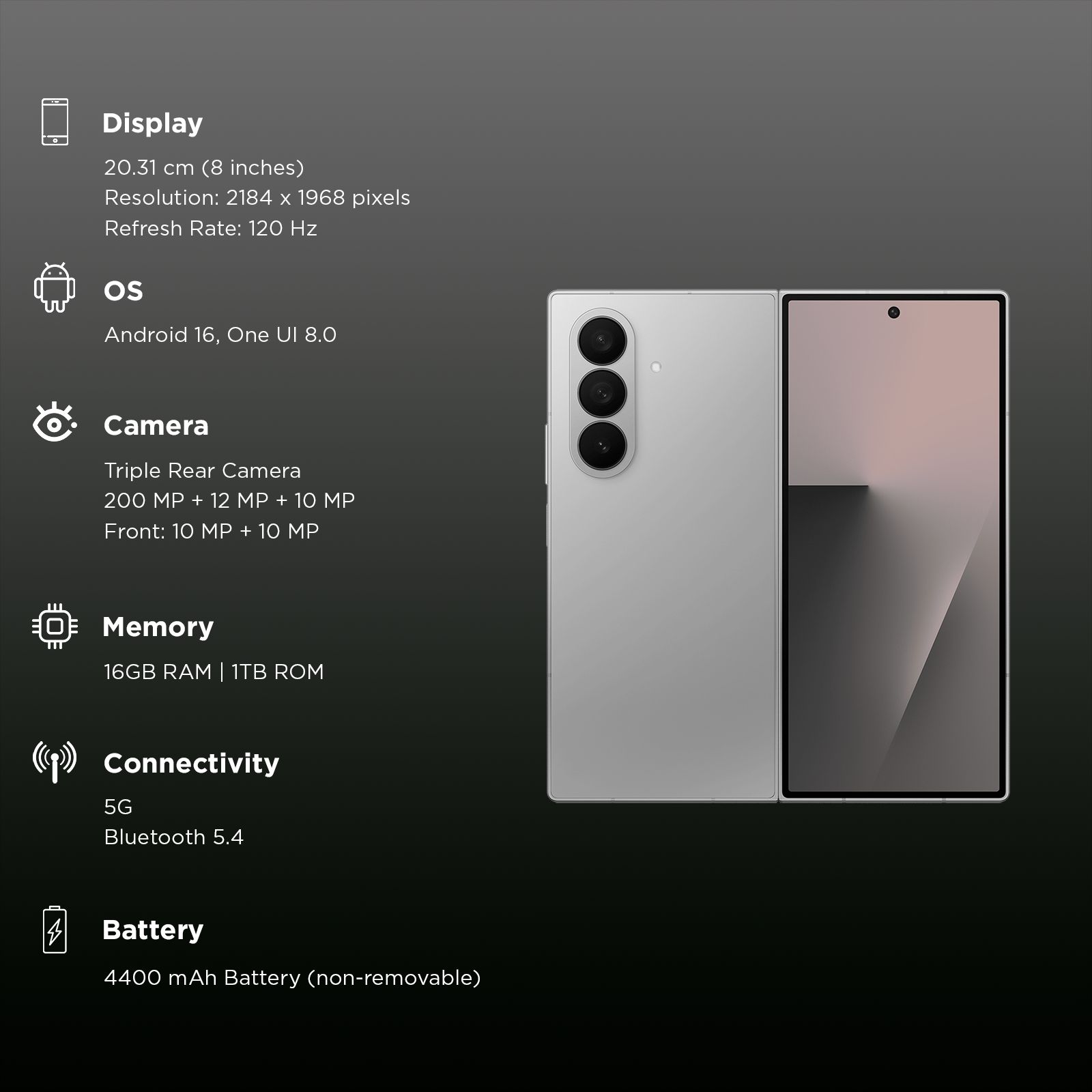 SAMSUNG Galaxy Z Fold7 5G (16GB RAM, 1TB, Silver Shadow)_2