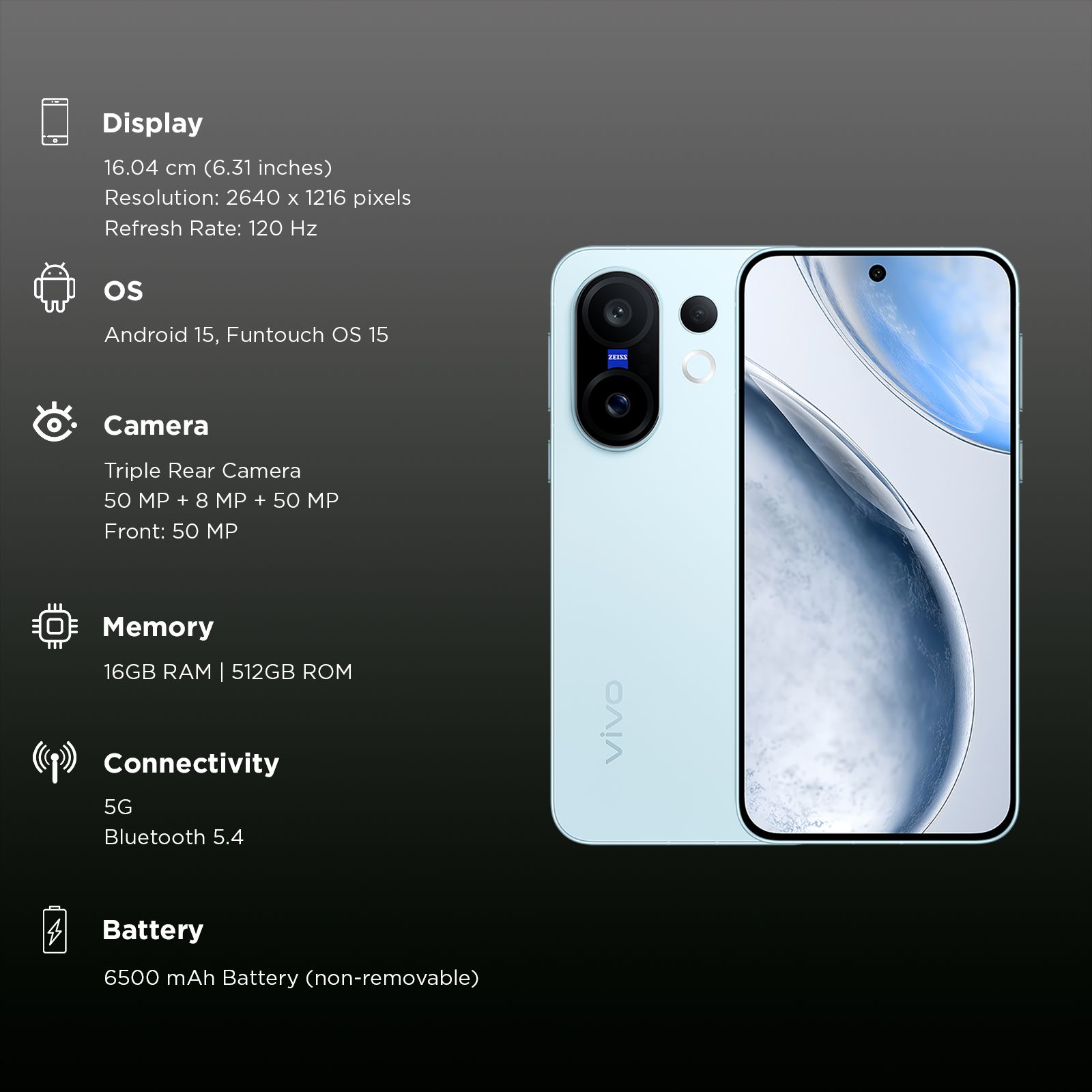 vivo X200 FE 5G (16GB RAM, 512GB, Frost Blue)_3