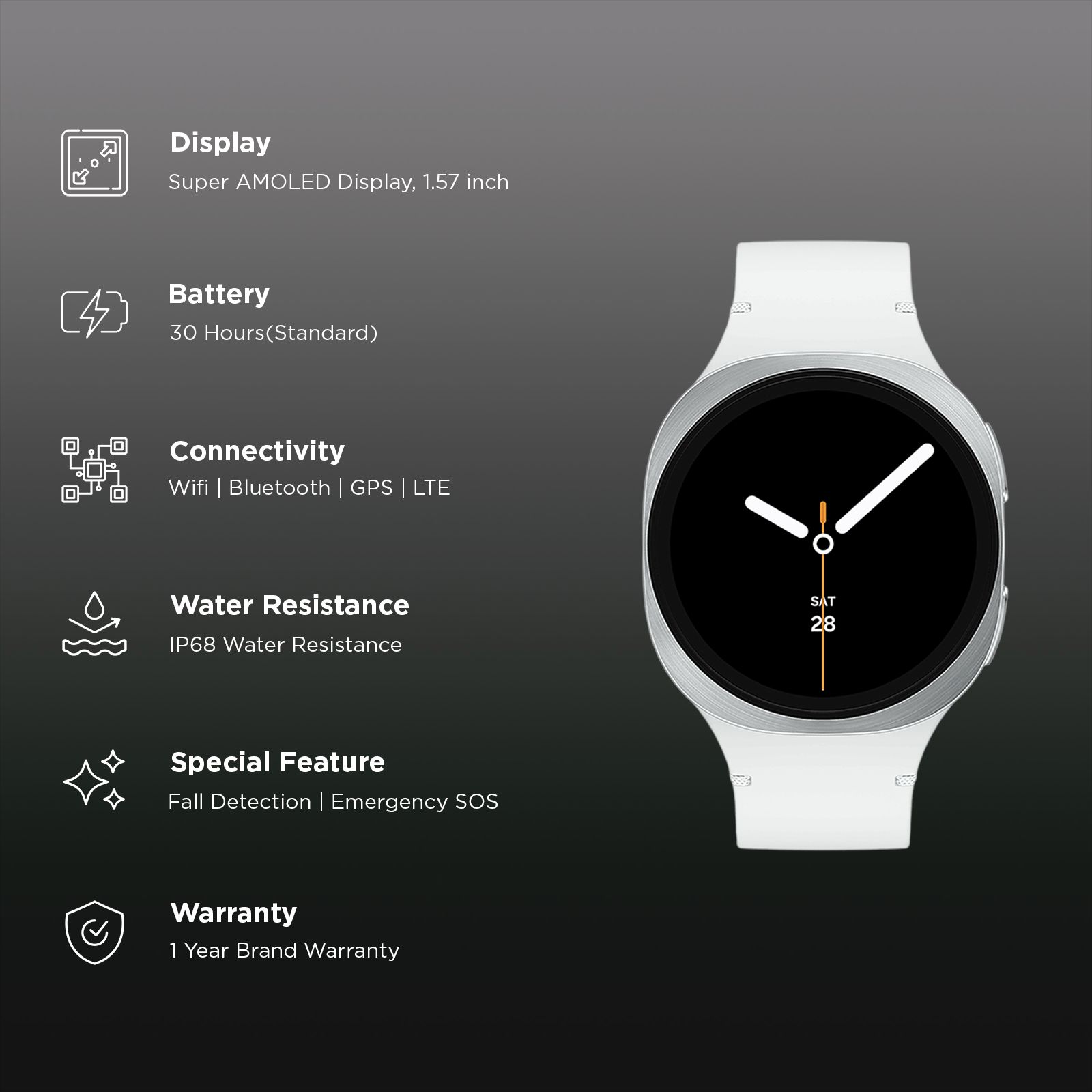 SAMSUNG Galaxy Watch8 Wi-Fi+BT+GPS+LTE Wear OS Smartwatch (40mm Super AMOLED Display, 3nm Processor, Fall Detection, Sport Strap)_2