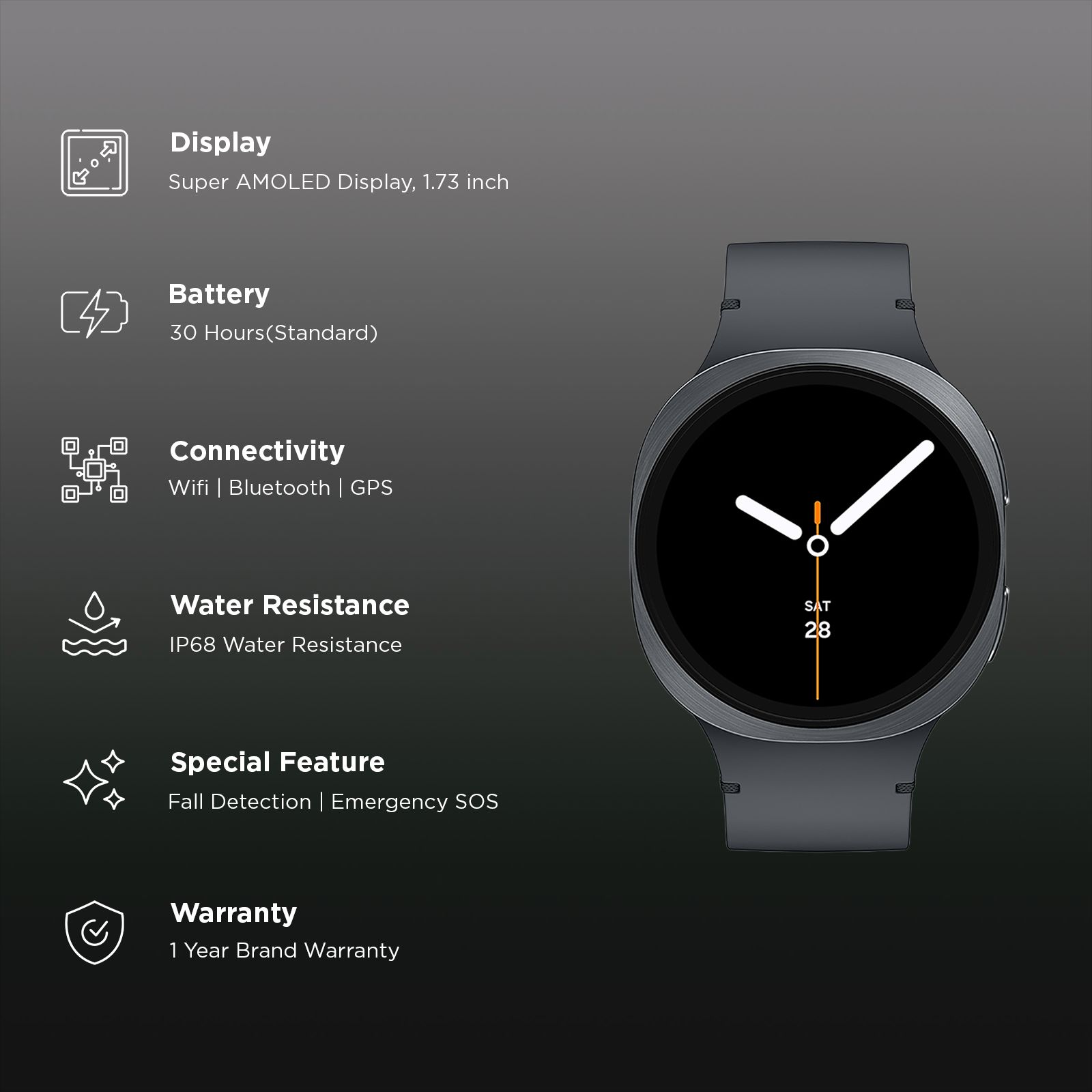 SAMSUNG Galaxy Watch8 Wi-Fi+BT+GPS Wear OS Smartwatch (44mm Super AMOLED Display, 3nm Processor, Fall Detection, Sport Strap)_2