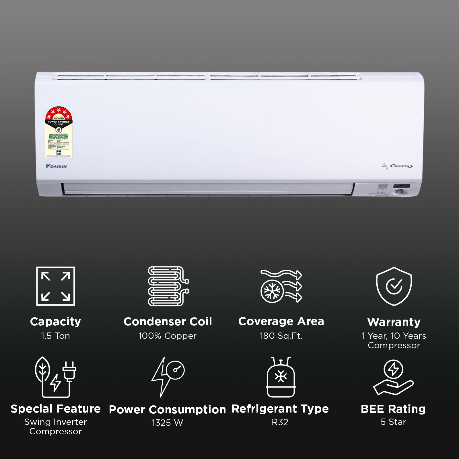DAIKIN Streamer 1.5 Ton 5 Star Inverter Split AC (2025 Model, Copper Condenser, PM 1.0 Filter, JTKJ50) DAIKIN Streamer 1.5 Ton 5 Star Inverter Split AC (2025 Model, Copper Condenser, PM 1.0 Filter, JTKJ50)_2
