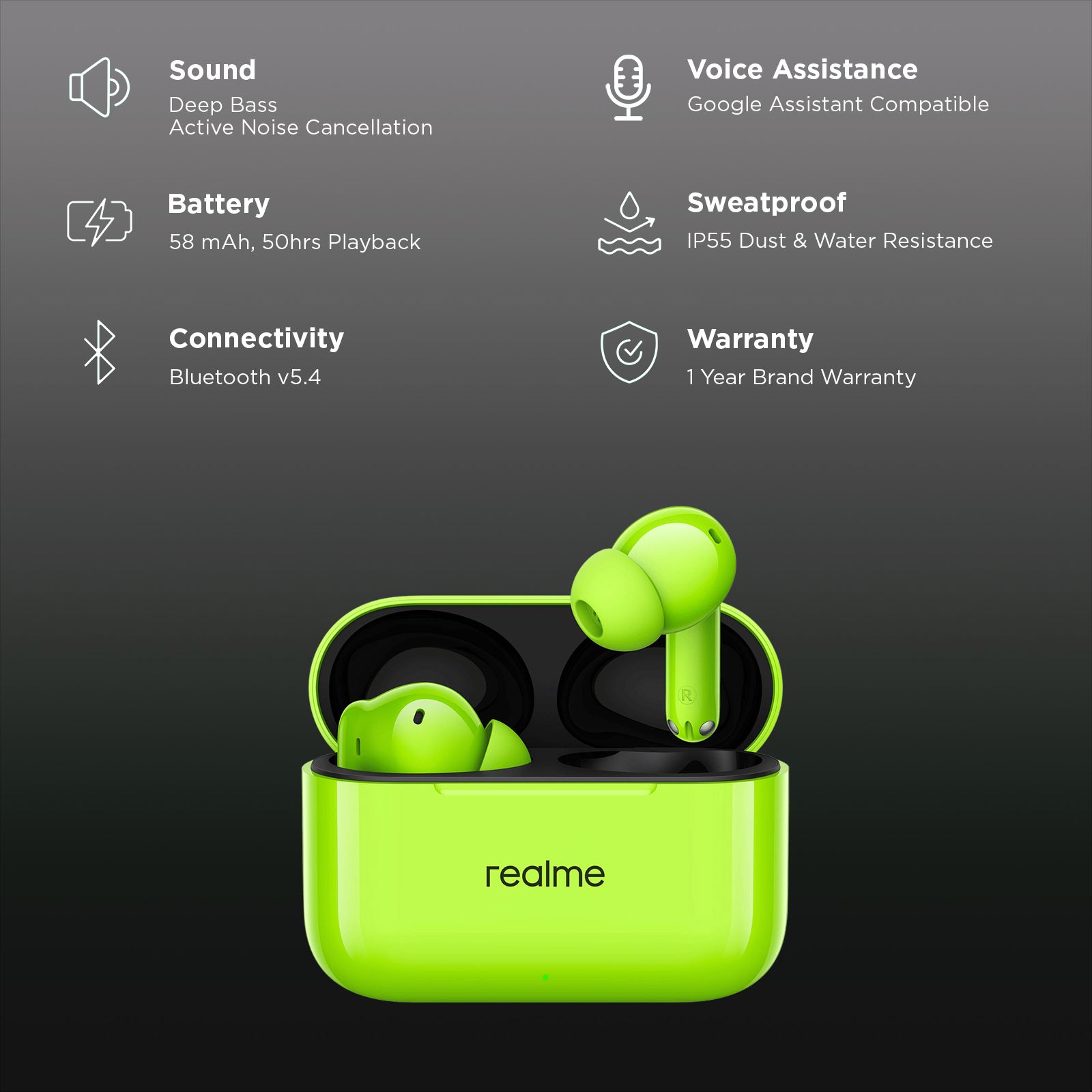 realme Buds T200 TWS Earbuds with Active Noise Cancellation (IP55 Water & Dust Resistant, Dual Device Connection 2.0, Neon Green) realme Buds T200 TWS Earbuds with Active Noise Cancellation (IP55 Water & Dust Resistant, Dual Device Connection 2.0, Neon Green)_2