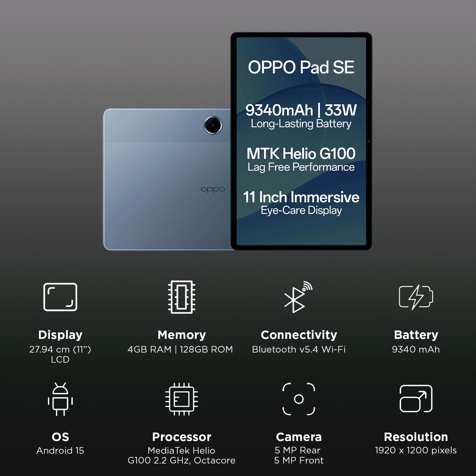 oppo Pad SE Wi-Fi Android Tablet (11 Inch, 4GB RAM, 128GB ROM, Twilight Blue)_3