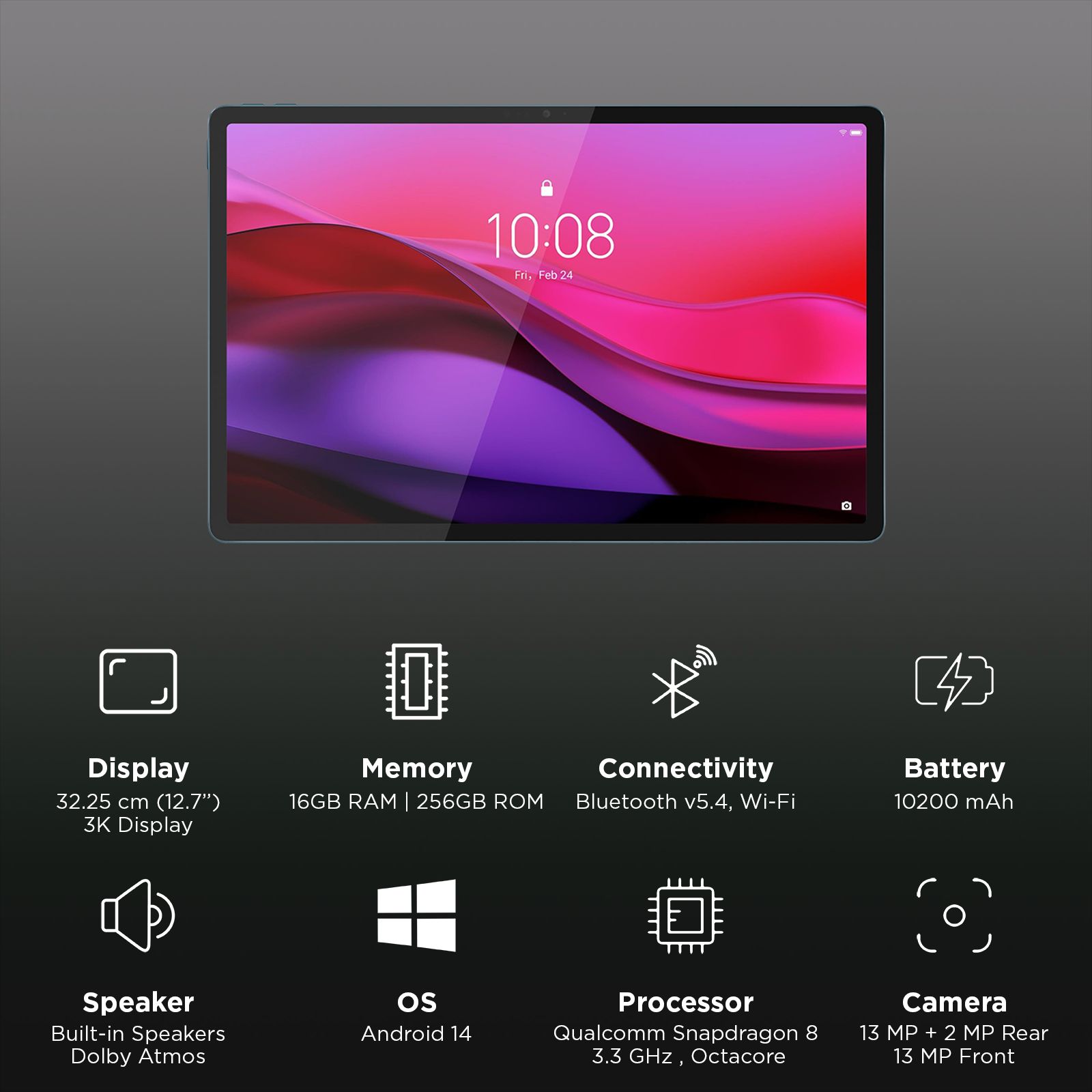 Lenovo Yoga Tab Plus Wi-Fi Android Tablet with Tab Pen Pro and Keyboard (12.7 Inch, 16GB RAM, 256GB ROM, Tidal Teal) Lenovo Yoga Tab Plus Wi-Fi Android Tablet with Tab Pen Pro and Keyboard (12.7 Inch, 16GB RAM, 256GB ROM, Tidal Teal)_3