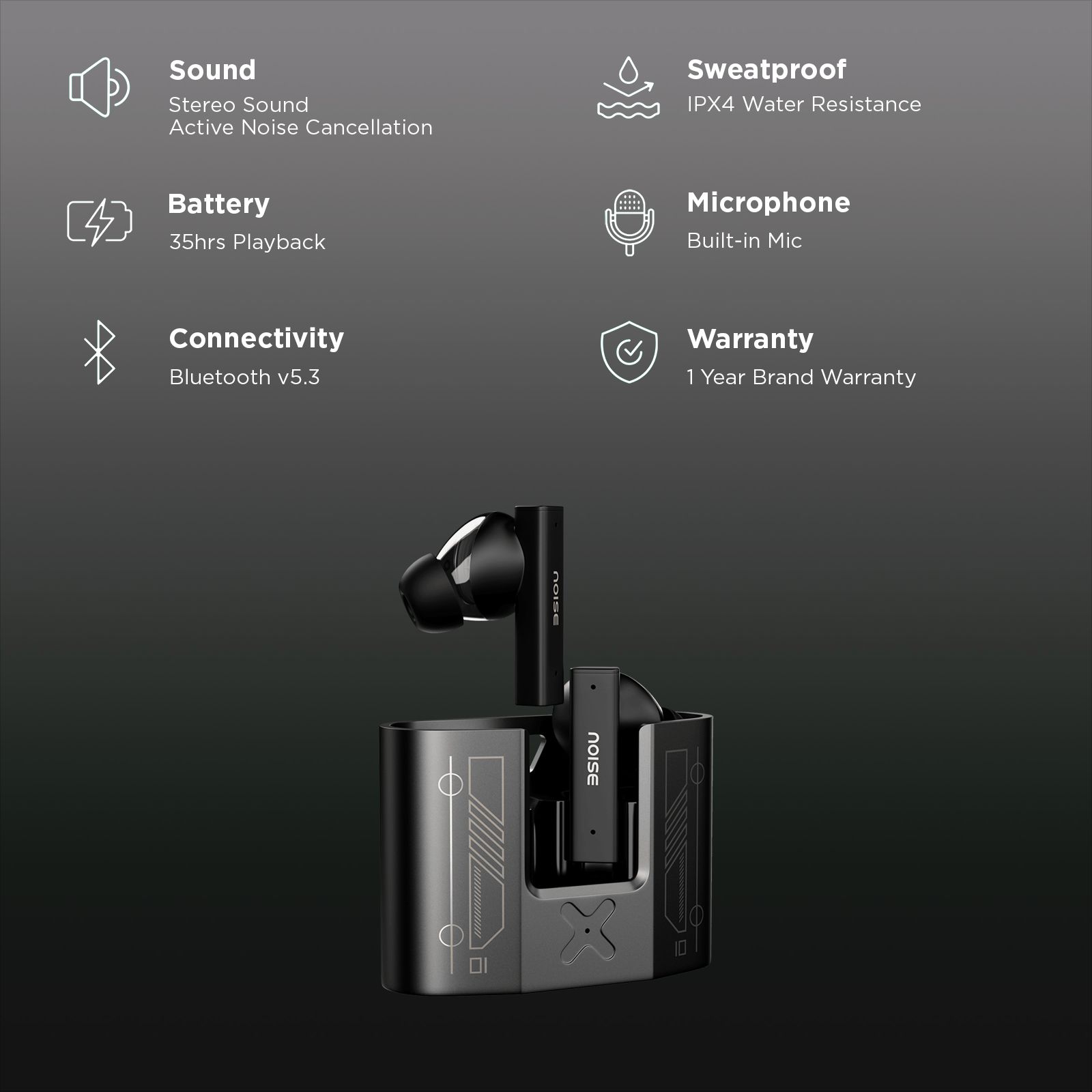 noise Buds Marine AUDHDPHNBUDSMARINE TWS Earbuds with Active Noise Cancellation (IPX4 Water Resistant, Dual Pairing, Marine Black) noise Buds Marine AUDHDPHNBUDSMARINE TWS Earbuds with Active Noise Cancellation (IPX4 Water Resistant, Dual Pairing, Marine Black)_2