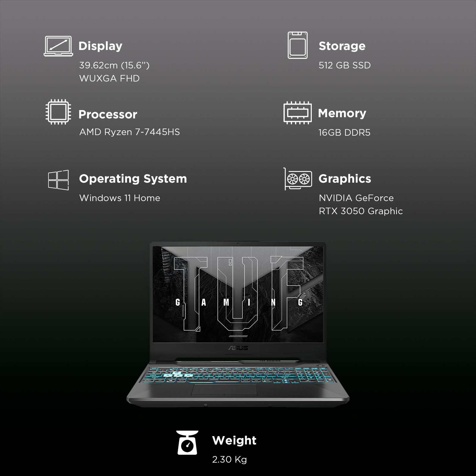 ASUS TUF FA506NCG-HN200WS AMD Ryzen 7 Gaming Laptop (16GB, 512GB SSD, Windows 11 Home, 4GB Graphics, 15.6 inch 144 Hz WUXGA Full HD Display, NVIDIA GeForce RTX 3050, MS Office Home 2024, Graphite Black, 2.3 KG) ASUS TUF FA506NCG-HN200WS AMD Ryzen 7 Gaming Laptop (16GB, 512GB SSD, Windows 11 Home, 4GB Graphics, 15.6 inch 144 Hz WUXGA Full HD Display, NVIDIA GeForce RTX 3050, MS Office Home 2024, Graphite Black, 2.3 KG)_3