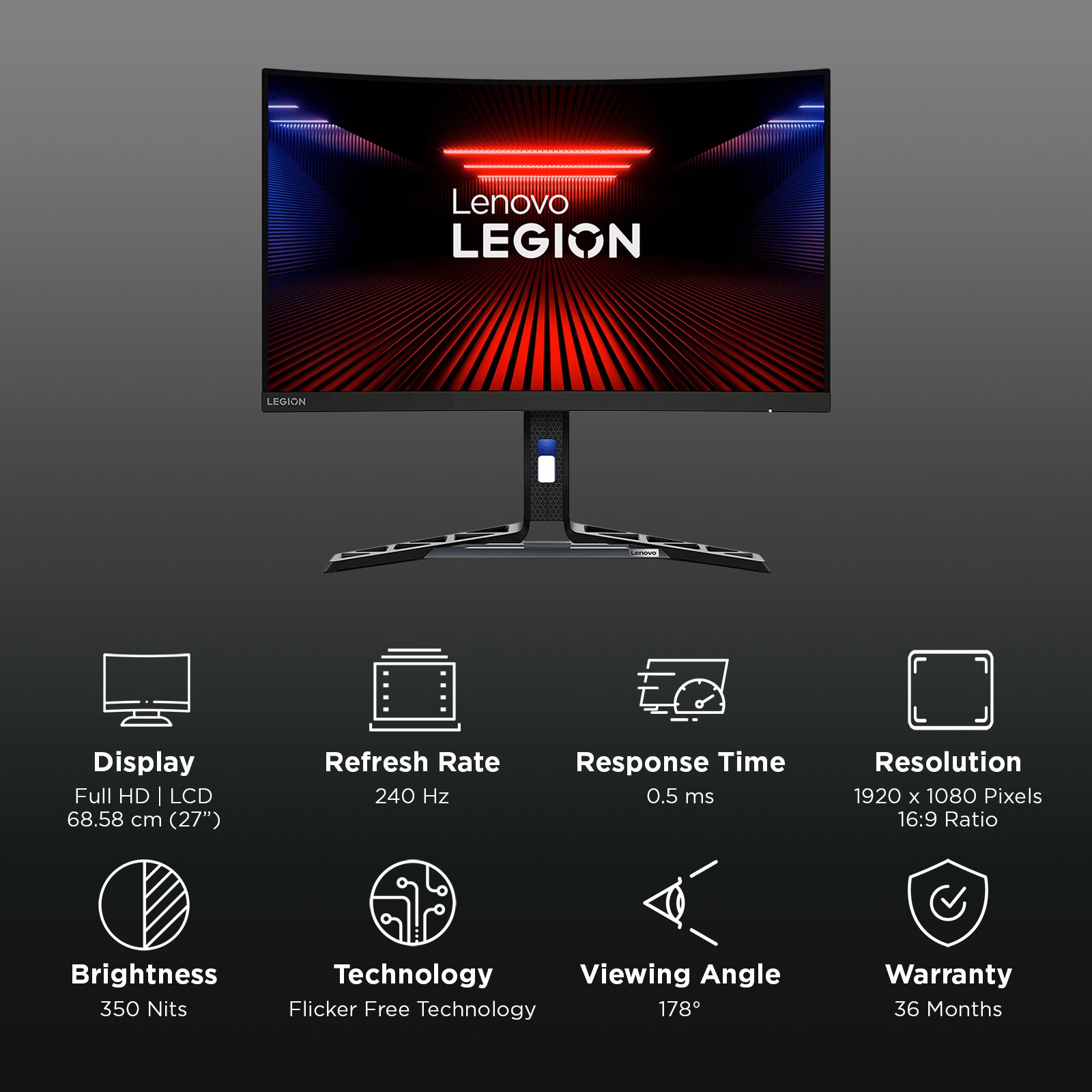 Lenovo Legion R27fc-30 68.58 cm (27 inch) Full HD VA Panel Edgeless Gaming Monitor with AMD FreeSync Lenovo Legion R27fc-30 68.58 cm (27 inch) Full HD VA Panel Edgeless Gaming Monitor with AMD FreeSync_3