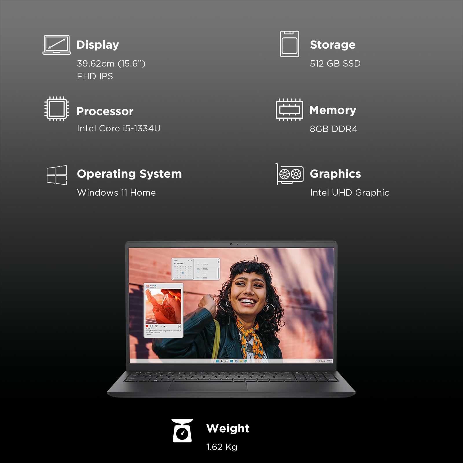 DELL Inspiron 15 Intel Core i5 13th Gen Thin & Light Laptop (8GB, 512GB SSD, Windows 11 Home, 15.6 inch Full HD IPS Display, MS Office Home, Carbon Black, 1.62 KG) DELL Inspiron 15 Intel Core i5 13th Gen Thin & Light Laptop (8GB, 512GB SSD, Windows 11 Home, 15.6 inch Full HD IPS Display, MS Office Home, Carbon Black, 1.62 KG)_3