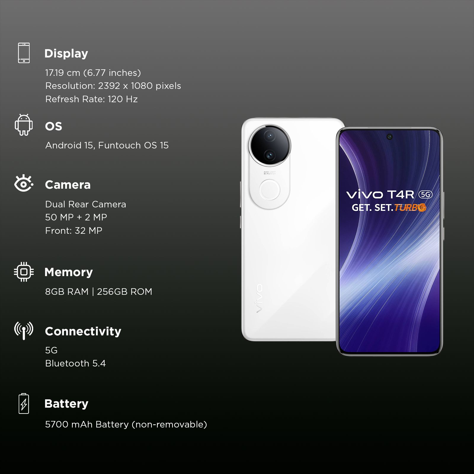 vivo T4R 5G (8GB RAM, 256GB, Arctic White) vivo T4R 5G (8GB RAM, 256GB, Arctic White)_3