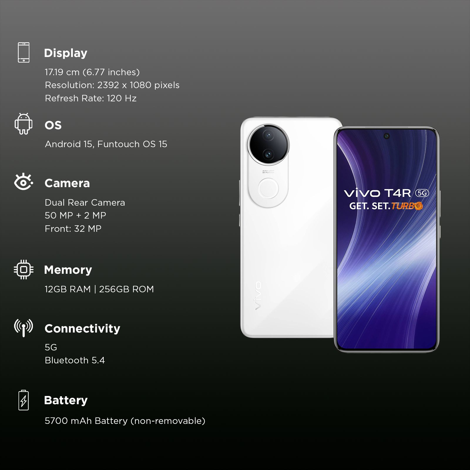 vivo T4R 5G (12GB RAM, 256GB, Arctic White) vivo T4R 5G (12GB RAM, 256GB, Arctic White)_3