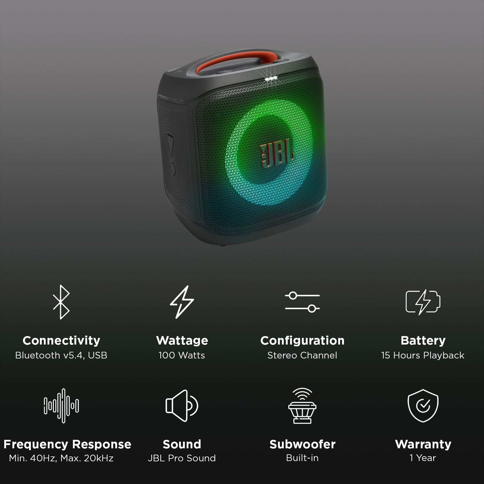 JBL Encore Essential 2 100W Bluetooth Party Speaker (Dynamic Lightshow, Stereo Channel, Black)_3