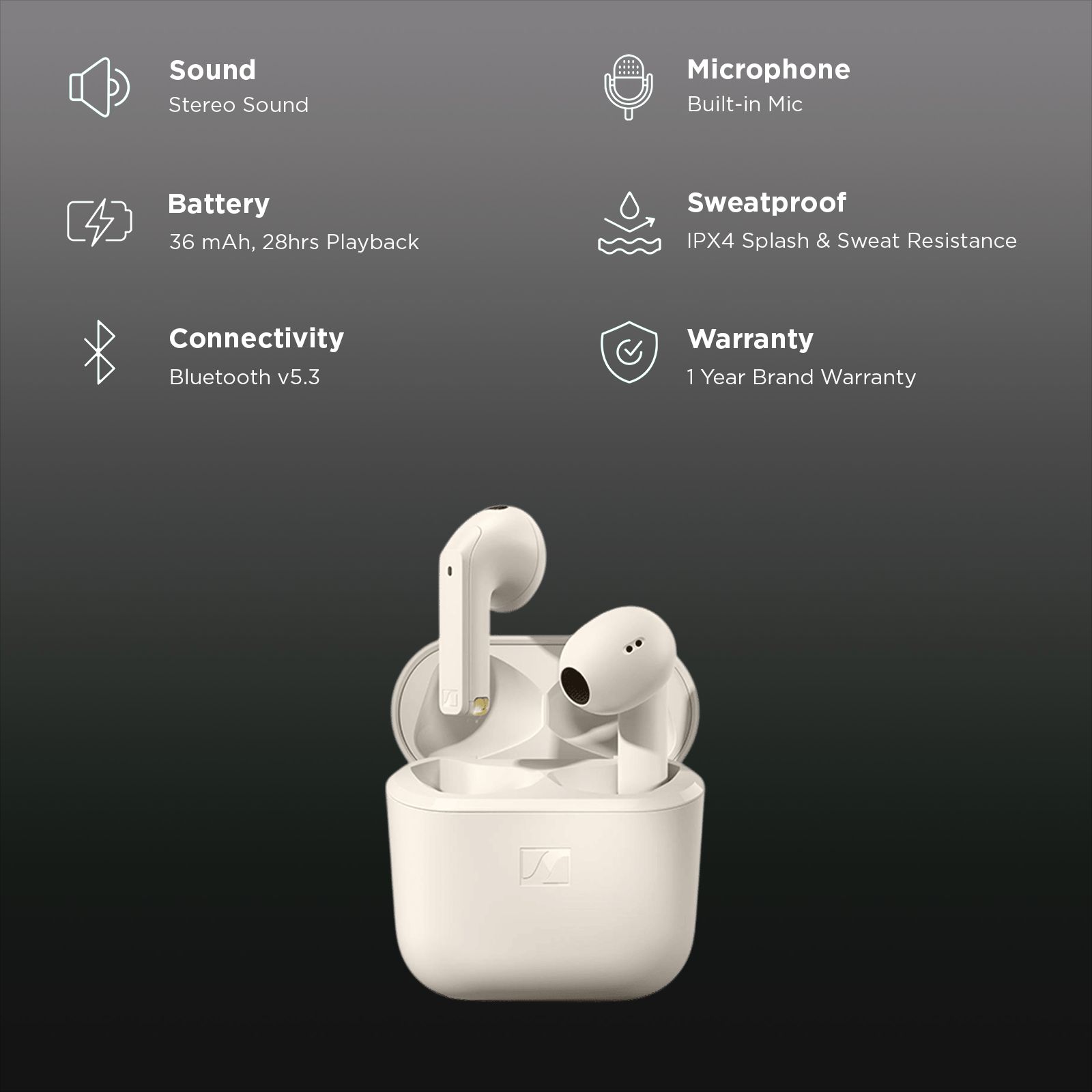 SENNHEISER Accentum Open OTW1CRM TWS Earbuds (IPX4 Splash & Sweat Resistance, Sennheiser Sound Tuning, Cream)_2