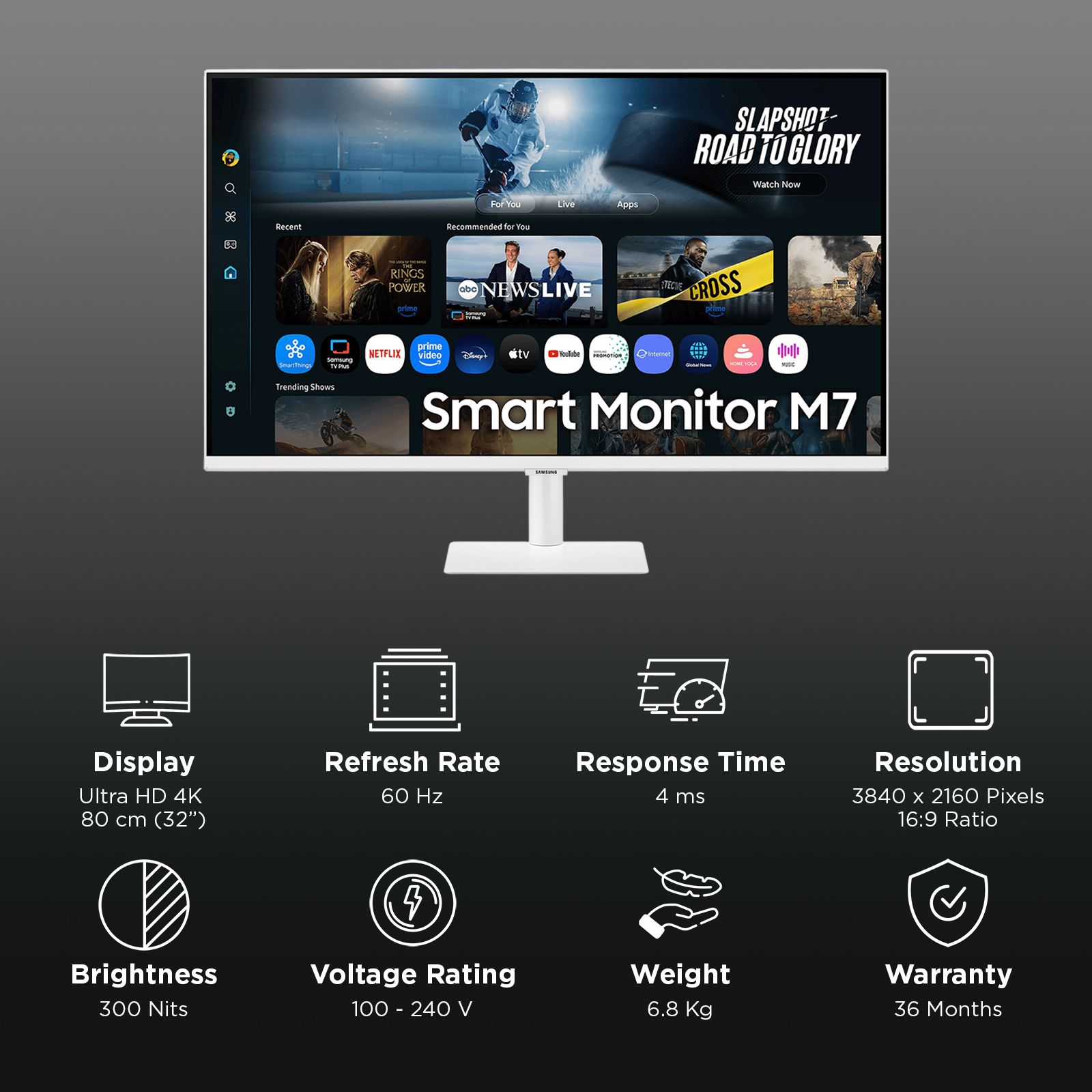 SAMSUNG M7 80 cm (32 inch) 4K Ultra HD VA Panel Ultra Wide Monitor with AI Picture Optimizer_3