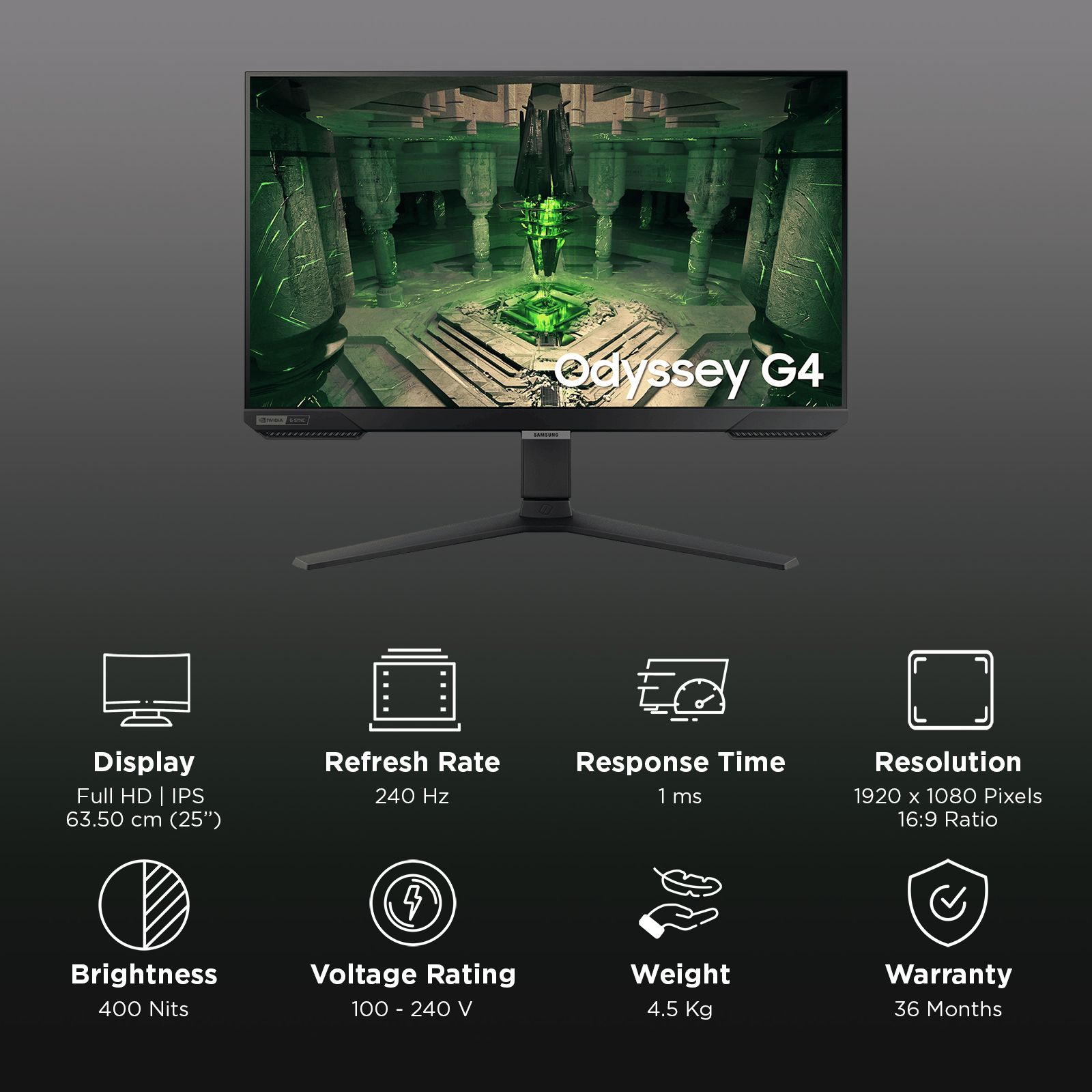 SAMSUNG Odyssey G4 63.5 cm (25 inch) Full HD IPS Panel Ultra Wide Height Adjustable Gaming Monitor with Freesync Premium SAMSUNG Odyssey G4 63.5 cm (25 inch) Full HD IPS Panel Ultra Wide Height Adjustable Gaming Monitor with Freesync Premium_3