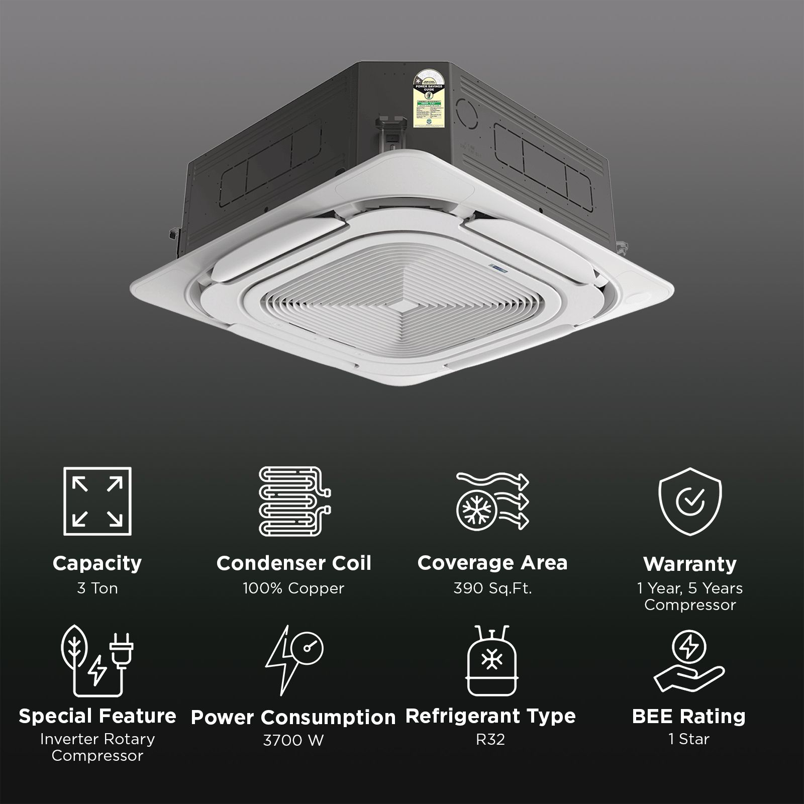 Blue Star T Series 3 Ton 1 Star Inverter Cassette AC (Copper Condenser, FD136TANU3)_2