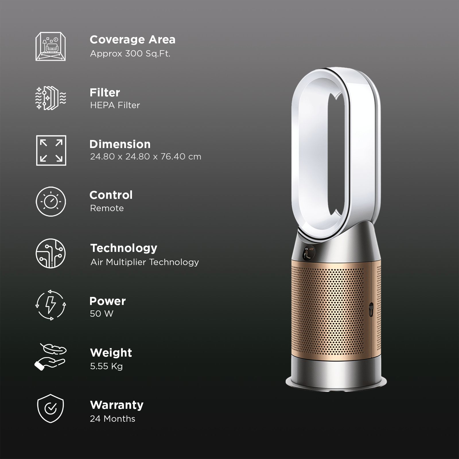 dyson Hot and Cool HP12 Air Purifier with Remote Control (Allergy Friendly, White & Gold) dyson Hot and Cool HP12 Air Purifier with Remote Control (Allergy Friendly, White & Gold)_2