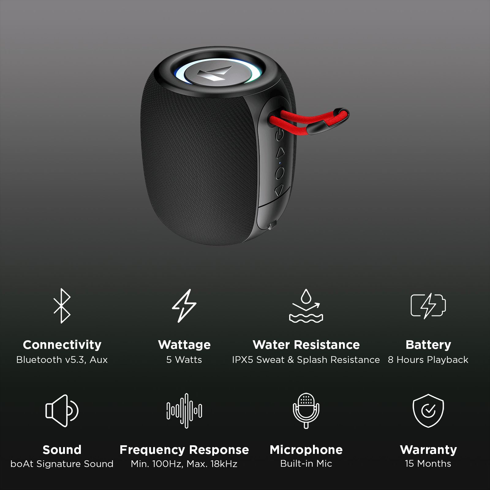boAt Stone 208 5W Portable Bluetooth Speaker (8 Hours Music Playtime, Raging Black)_3