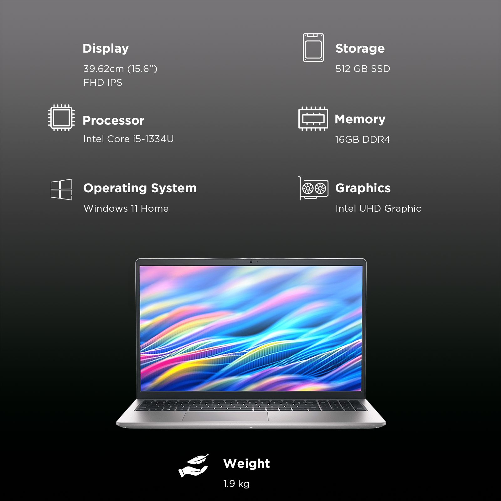 DELL 15 Intel Core i5 13th Gen Thin & Light Laptop (16GB, 512GB SSD, Windows 11 Home, 15.6 inch Full HD IPS Display, MS Office Home 2024, Platinum Silver, 1.90 KG)_3