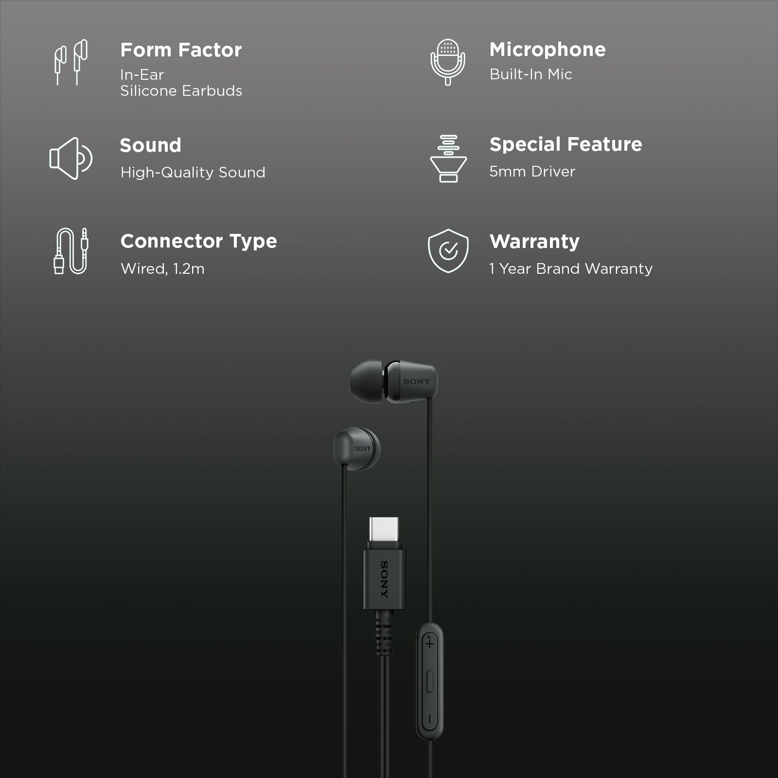 Sony IER-EX15C Wired Earphone with Mic (USB Type-C Connector, In Ear, Black)_2