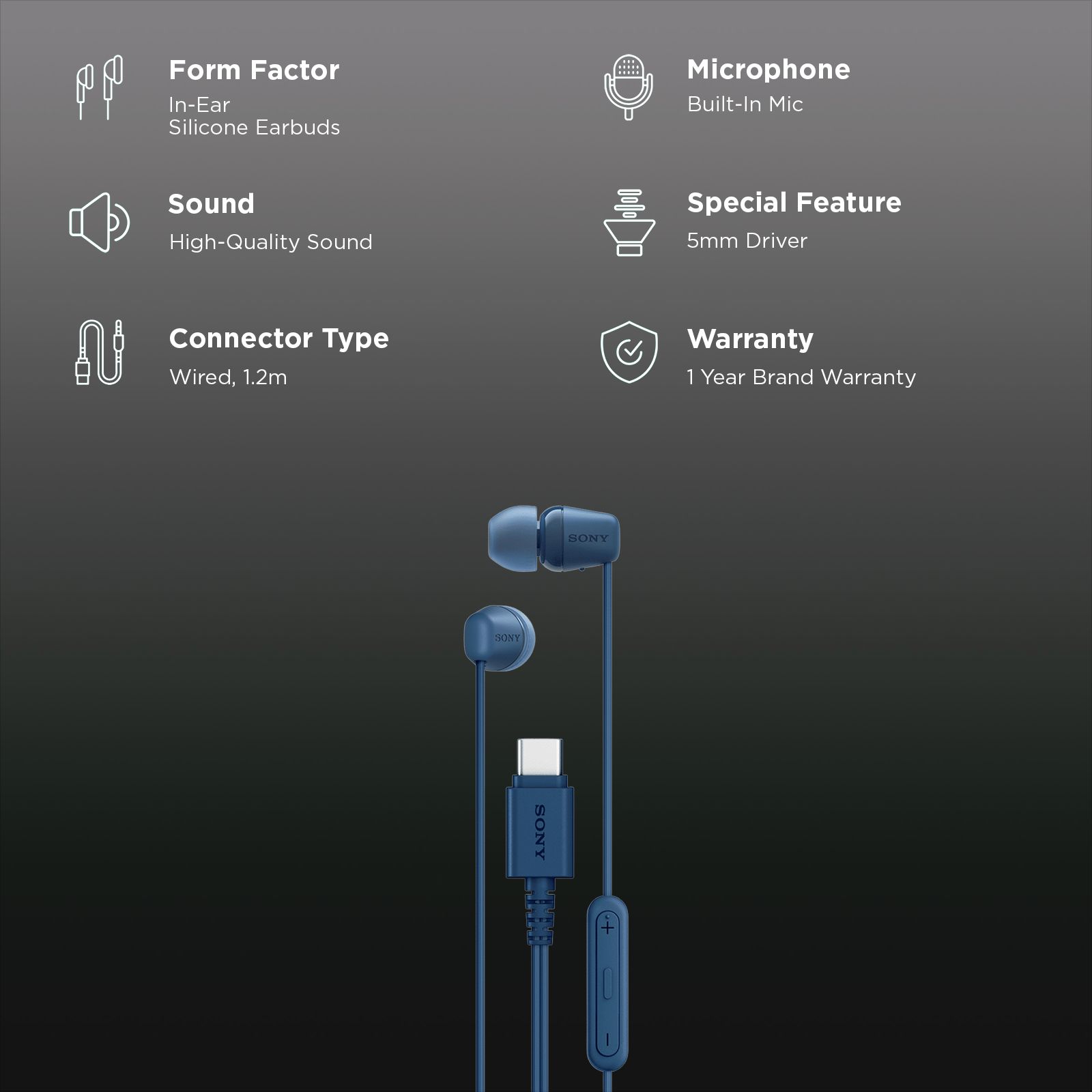 Sony IER-EX15C Wired Earphone with Mic (USB Type-C Connector, In Ear, Blue) Sony IER-EX15C Wired Earphone with Mic (USB Type-C Connector, In Ear, Blue)_2