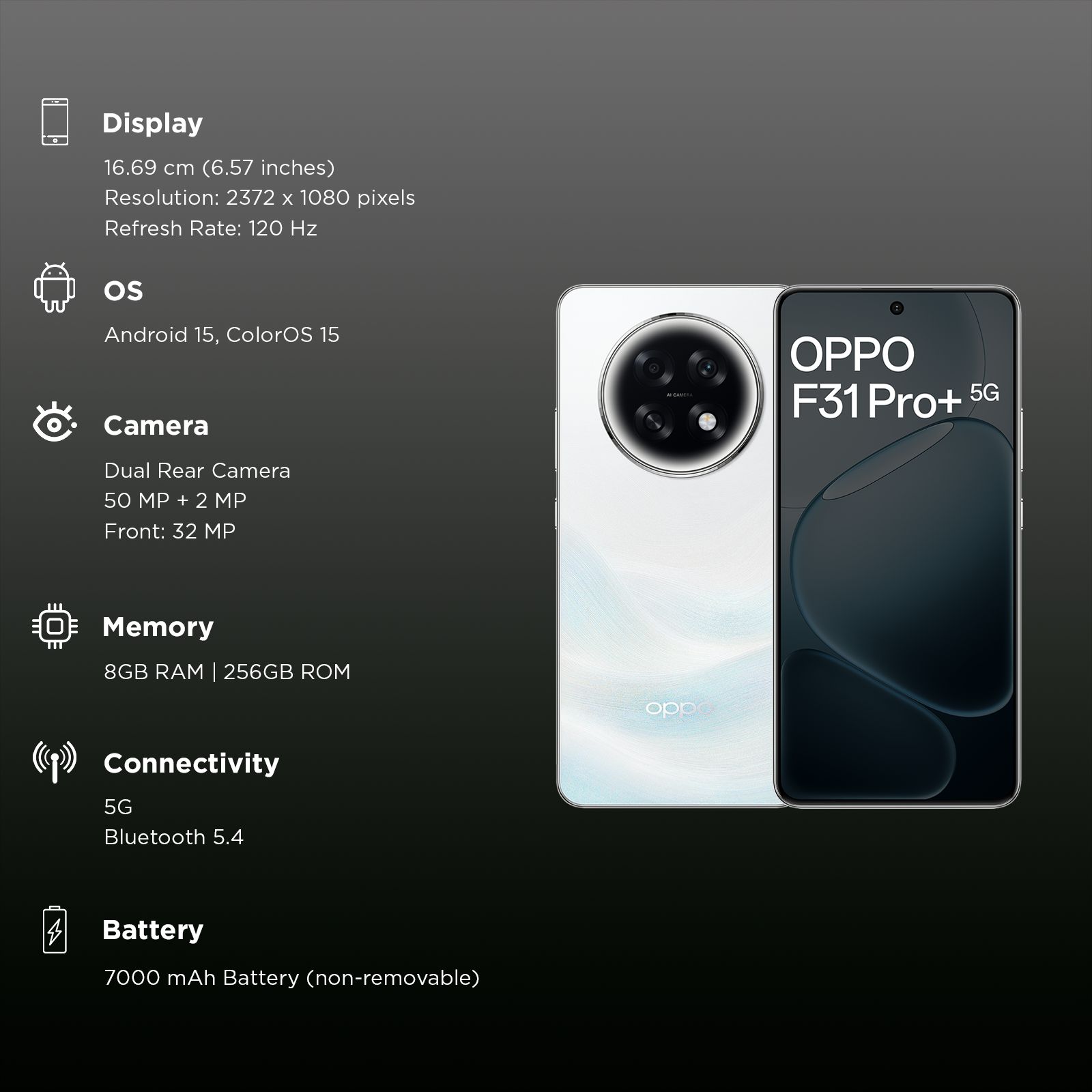 oppo F31 Pro Plus 5G (8GB RAM, 256GB, Himalayan White) oppo F31 Pro Plus 5G (8GB RAM, 256GB, Himalayan White)_3