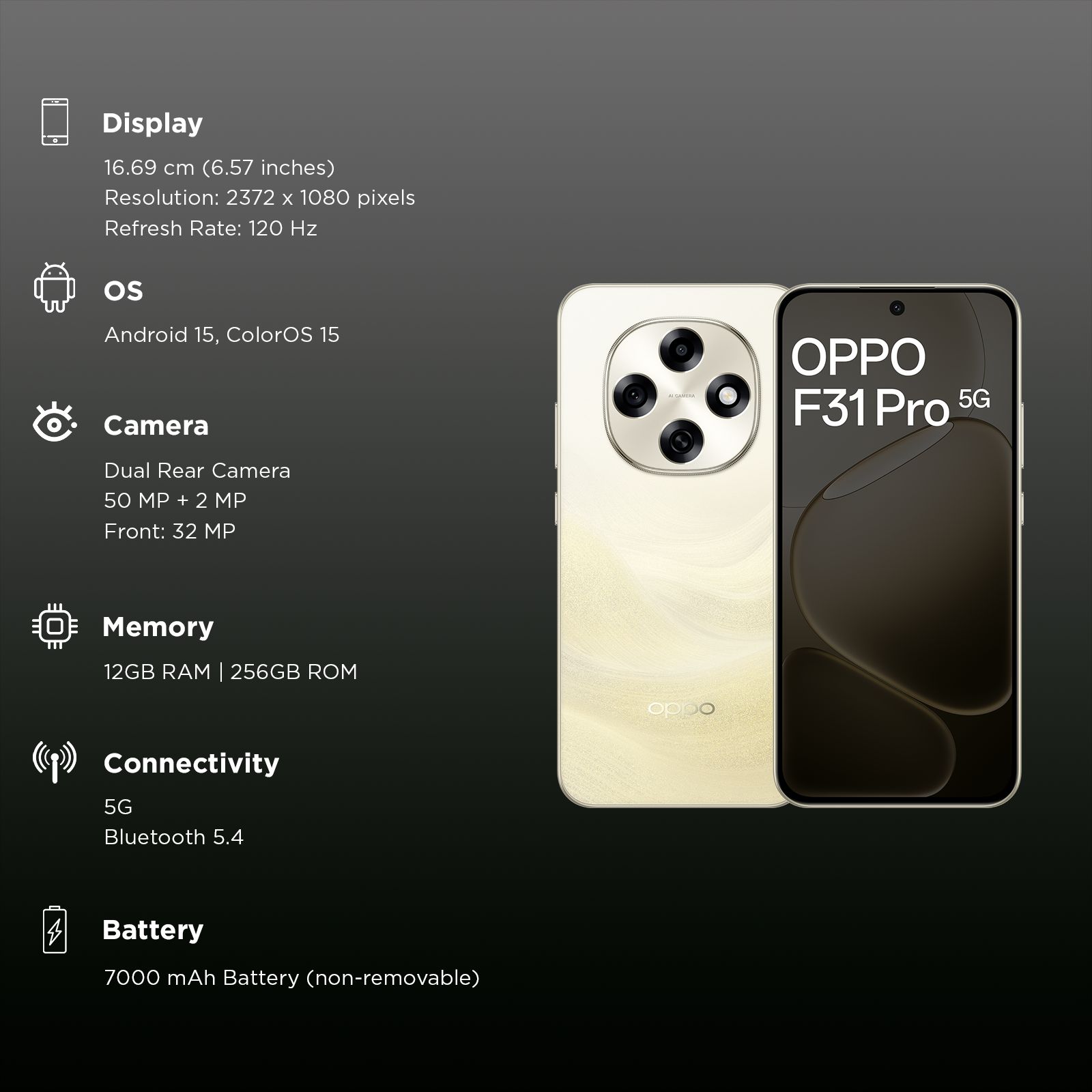 oppo F31 Pro 5G (12GB RAM, 256GB, Desert Gold) oppo F31 Pro 5G (12GB RAM, 256GB, Desert Gold)_3